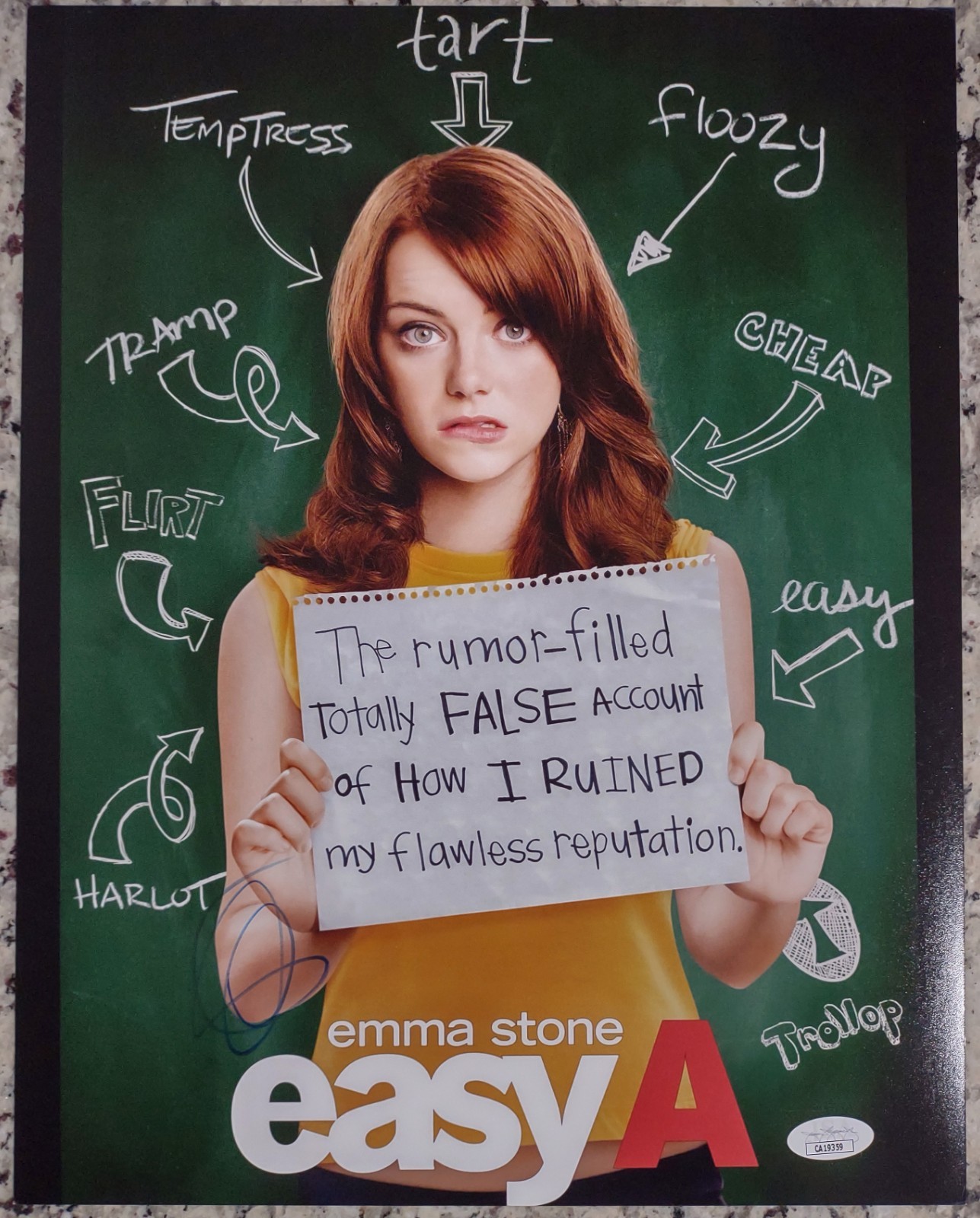 FLASH SUPER SALE! Emma Stone EASY A Signed Autographed 11×14 Photo JSA COA!