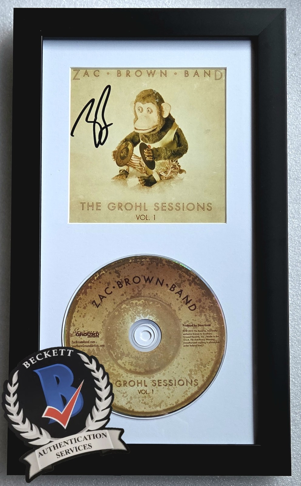 ZAC BROWN BAND SIGNED CD DISPLAY BECKETT BAS COA AUTOGRAPHED MUSIC PRESENT GIFT