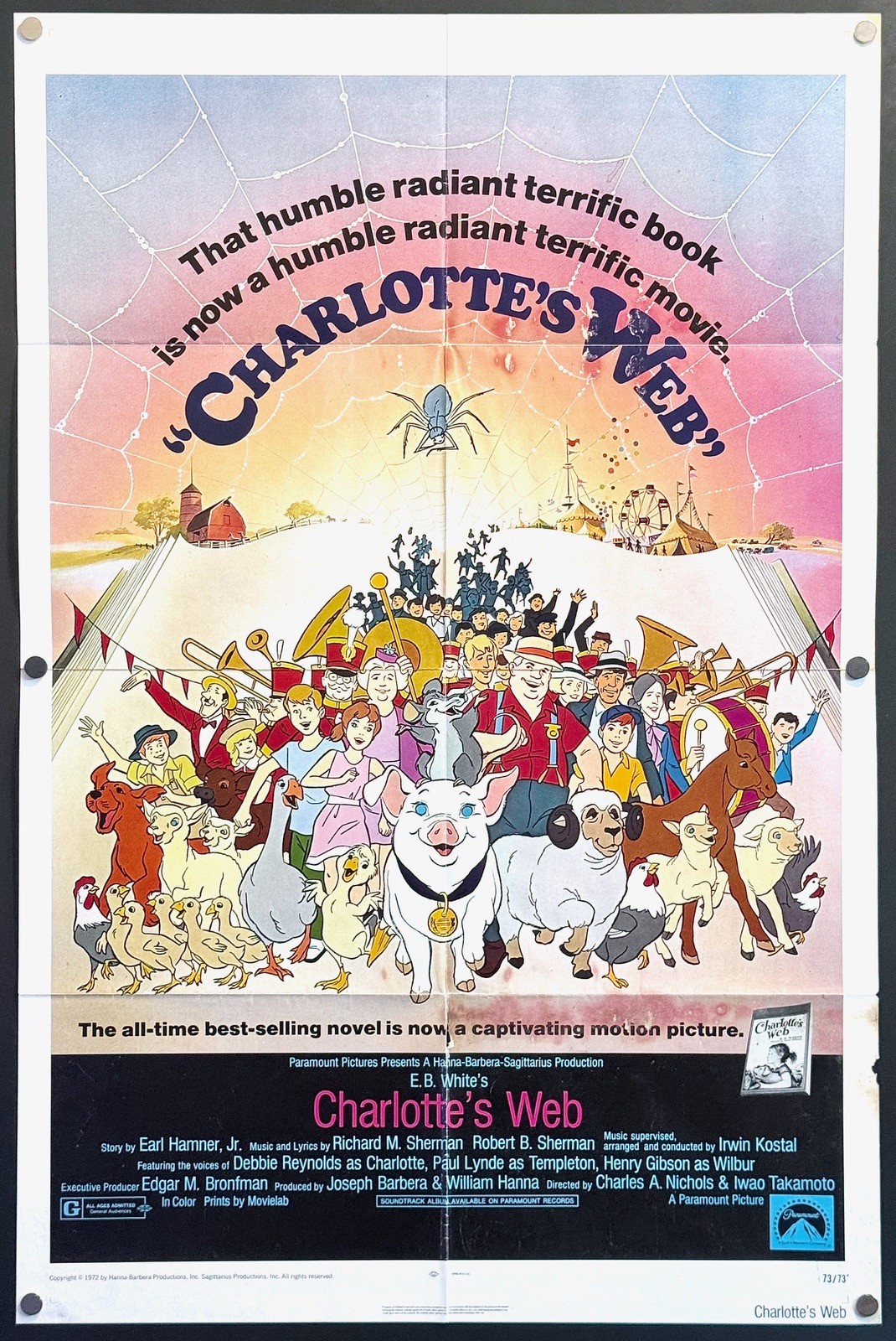 Charlotte’s Web (1973) Original One Sheet Movie Poster – Good **E. B. White**