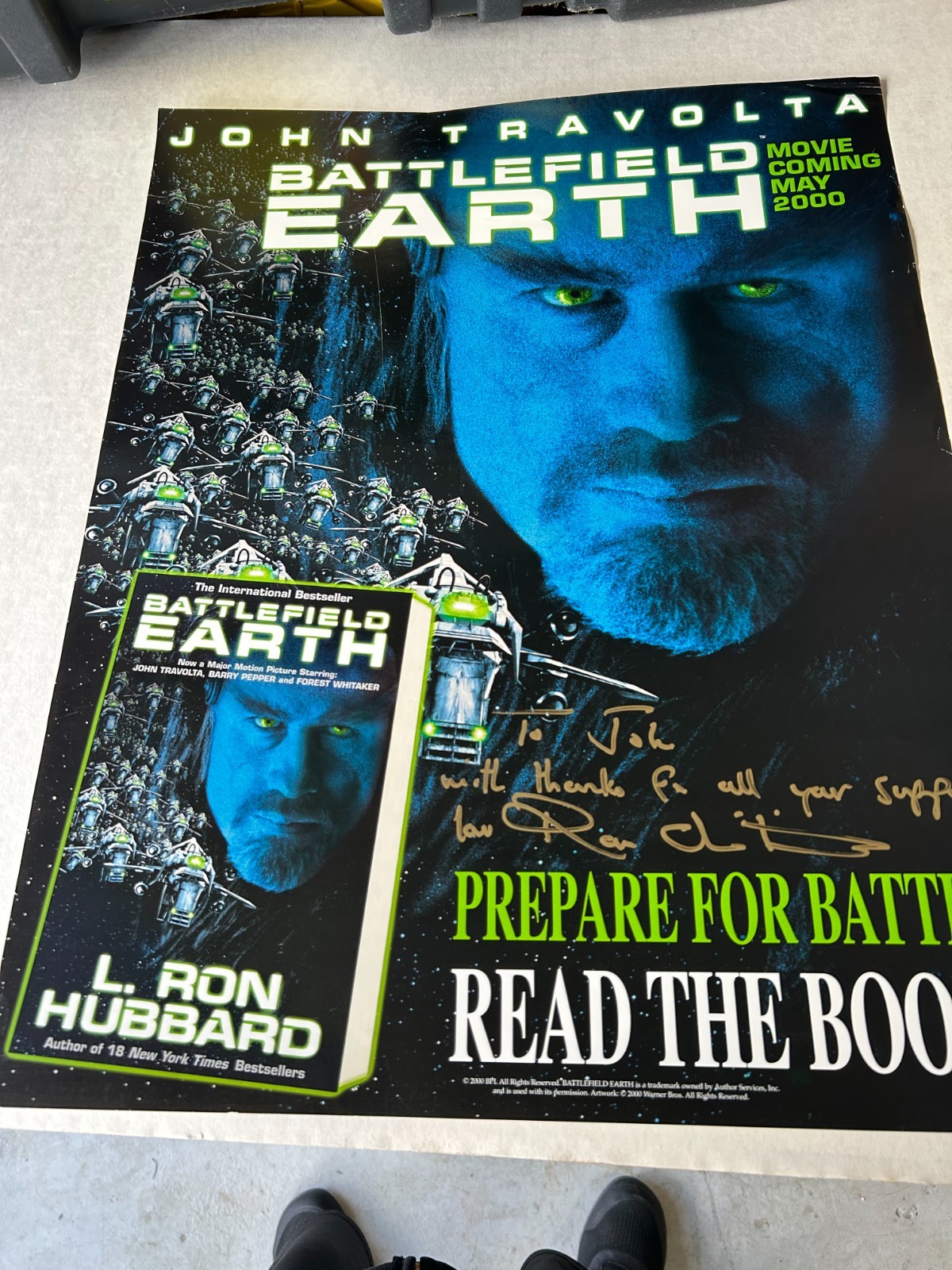 *BATTLEFIELD EARTH” (2000) POSTER SIGNED Academy-Award DIRECTOR ROGER CHRISTIAN