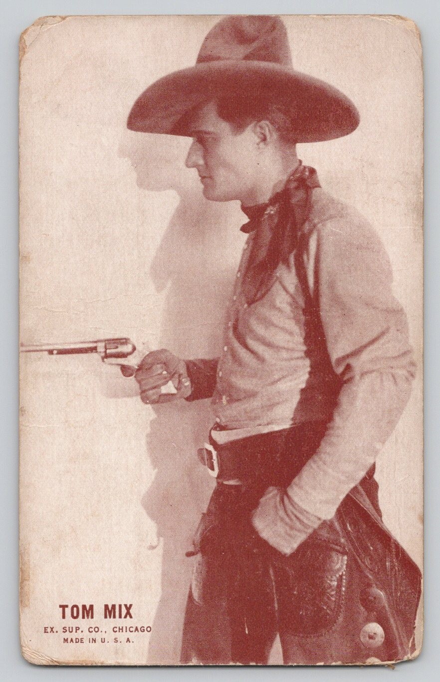 Tom Mix Cowboy Holding Six Shooter Arcade Card Exhibit Supply Co
