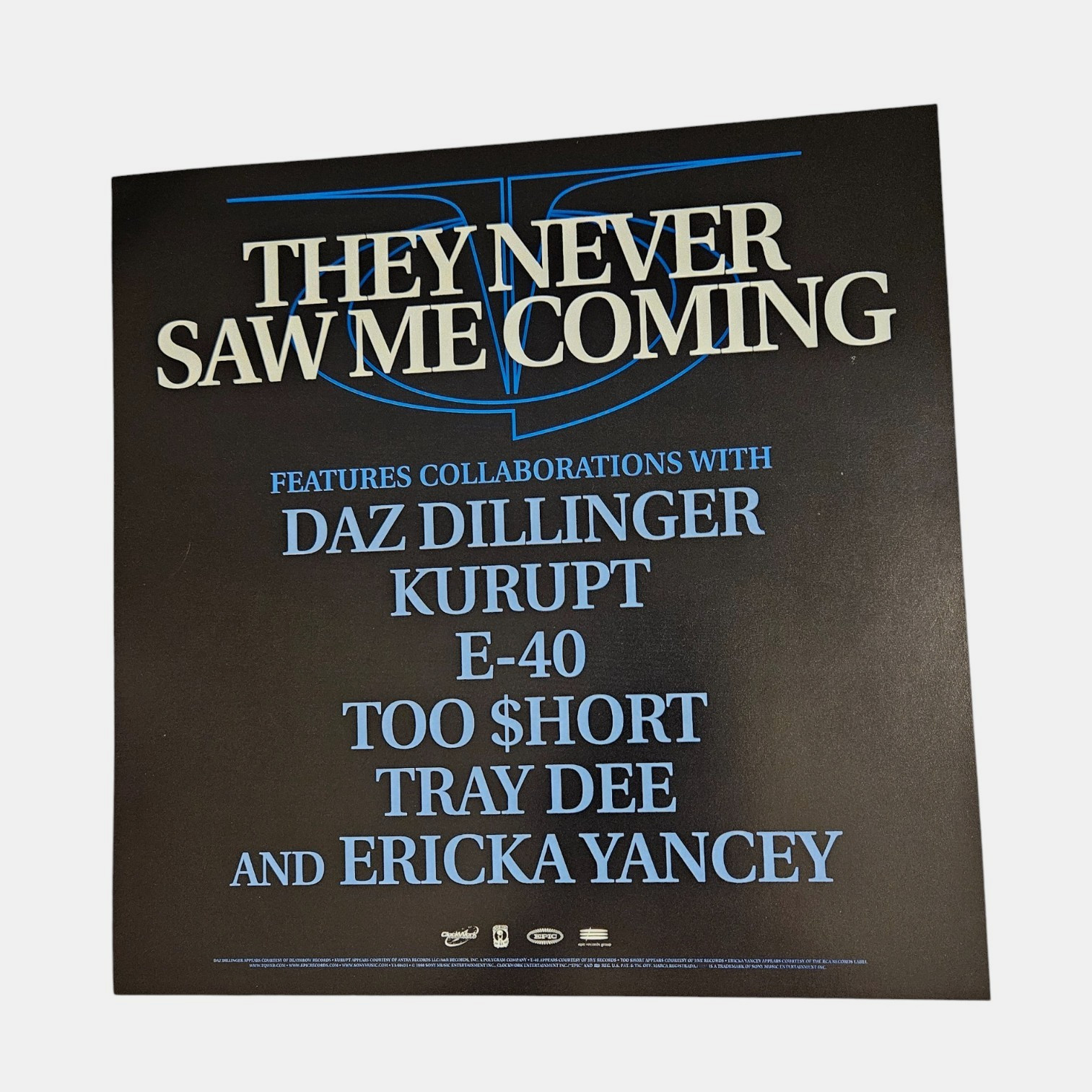 TQ They Never Saw Me Coming 1998 Promo Poster 12×12 Double Sided Epic Records