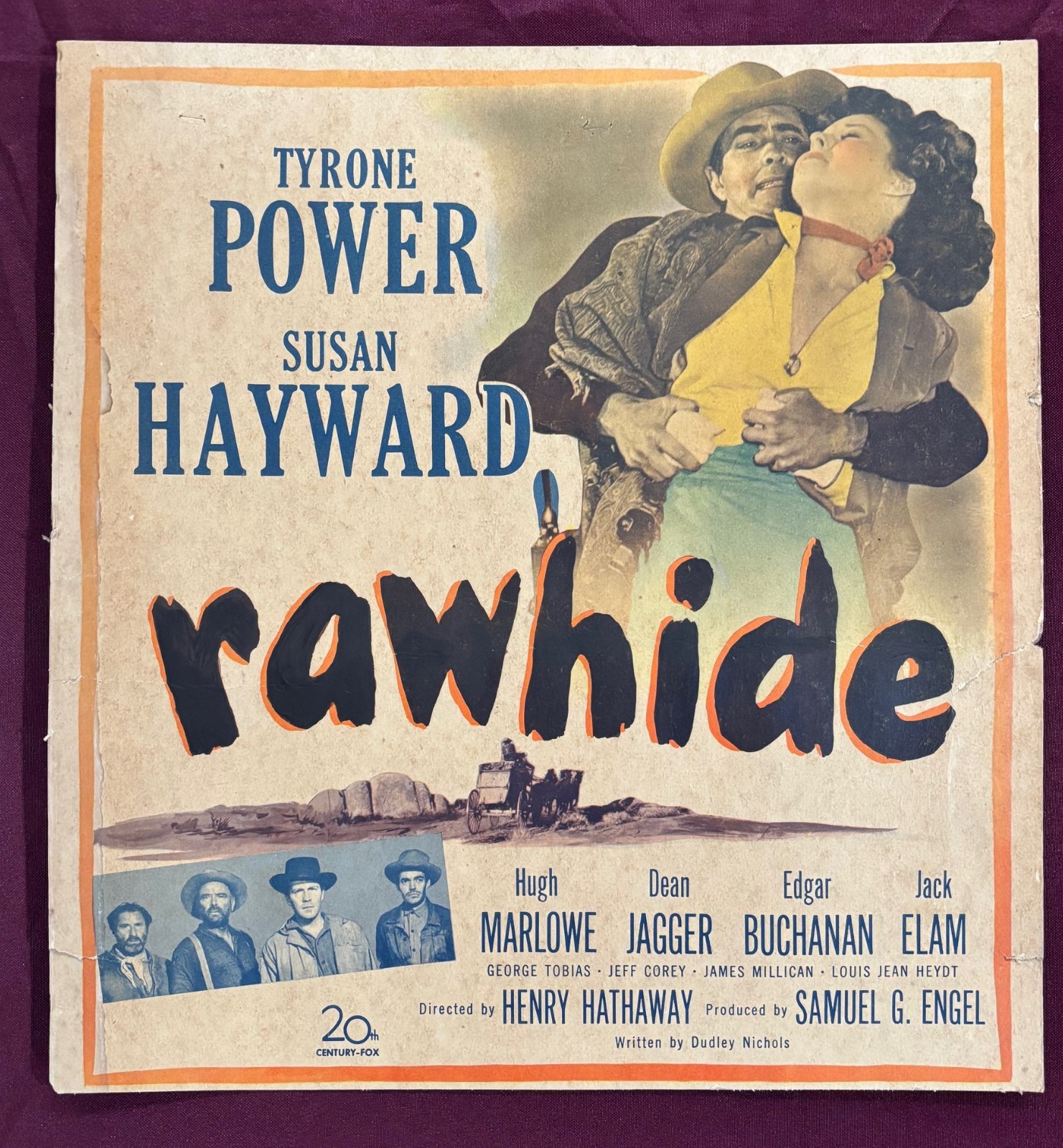 RAWHIDE POSTER 1951 TYRONE POWER SUSAN HAYWARD WINDOW CARD EXTR RARE