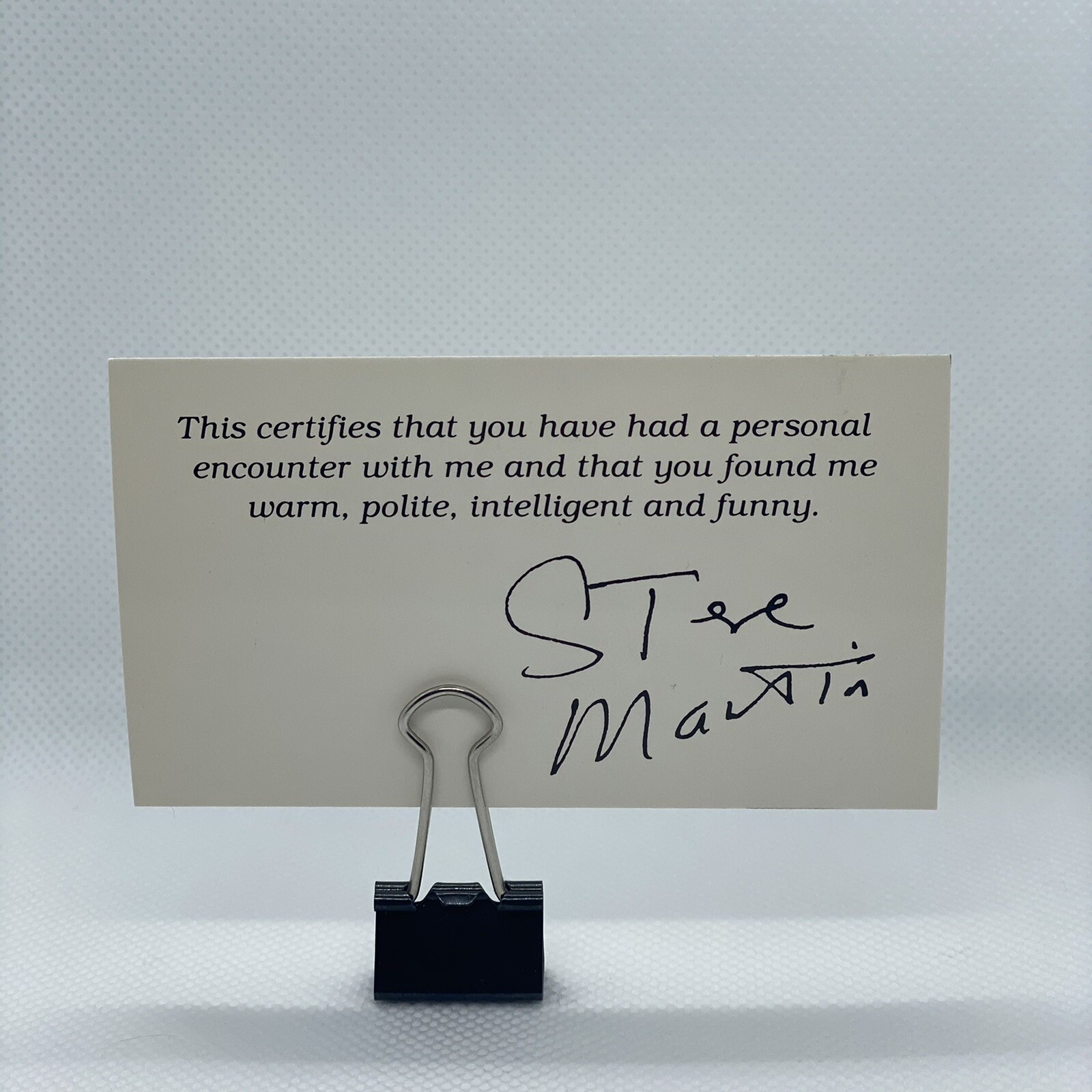 Steve Martin authentic “autograph” card from his personal collection