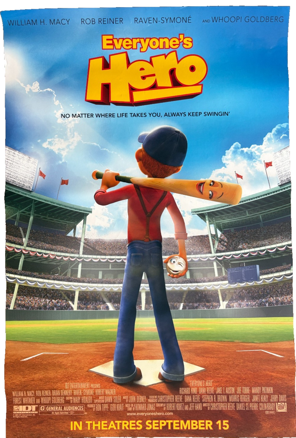 2006 “Everyone’s Hero” Animated Baseball Movie Poster 13×20″