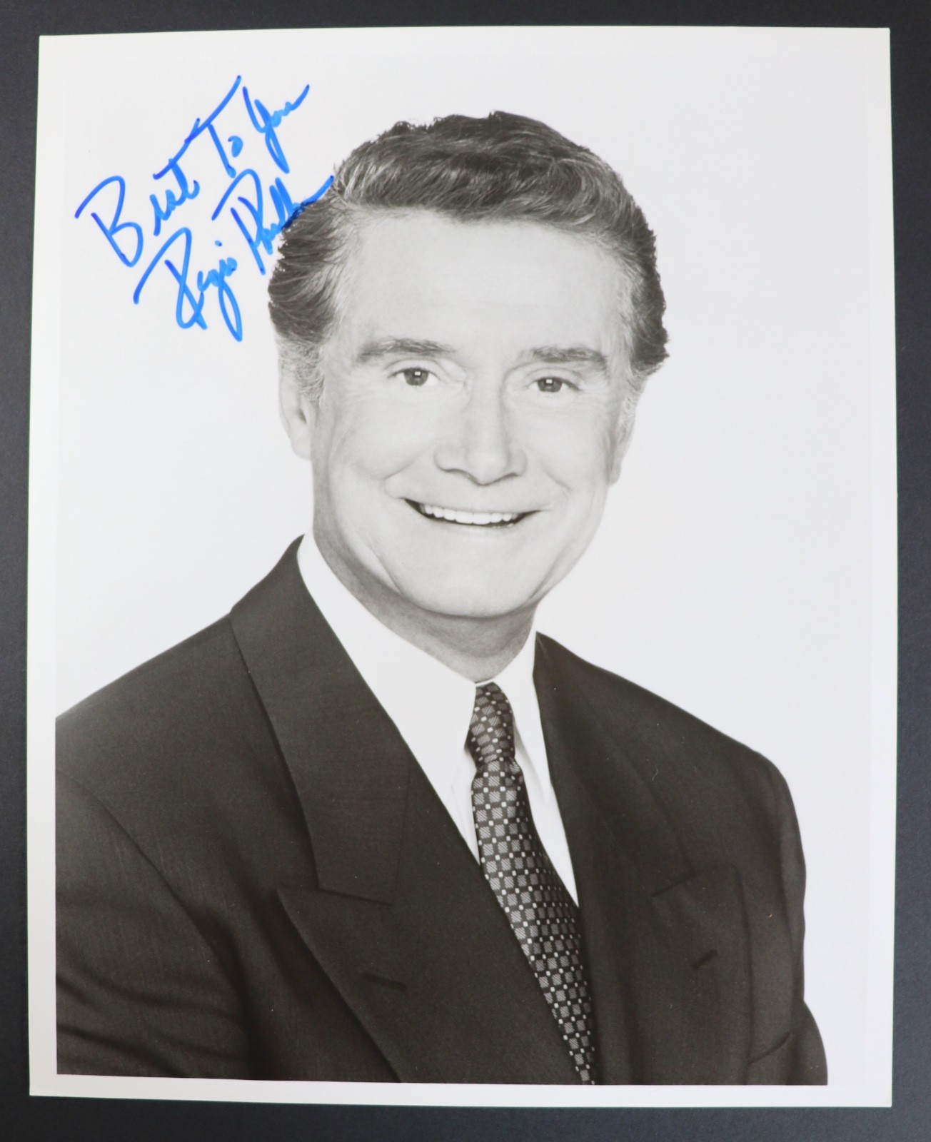 Regis Philbin Autographed Signed 8 x 10 Black & White Picture 1990’s Blue Ink