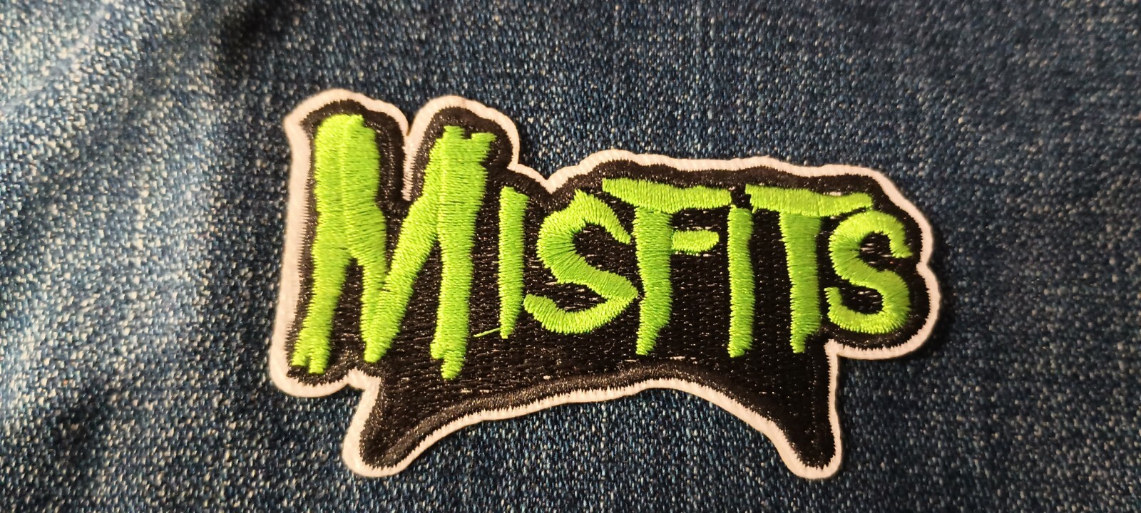 Misfits Green and Black Logo 3 x 2 Inch Iron On Patch