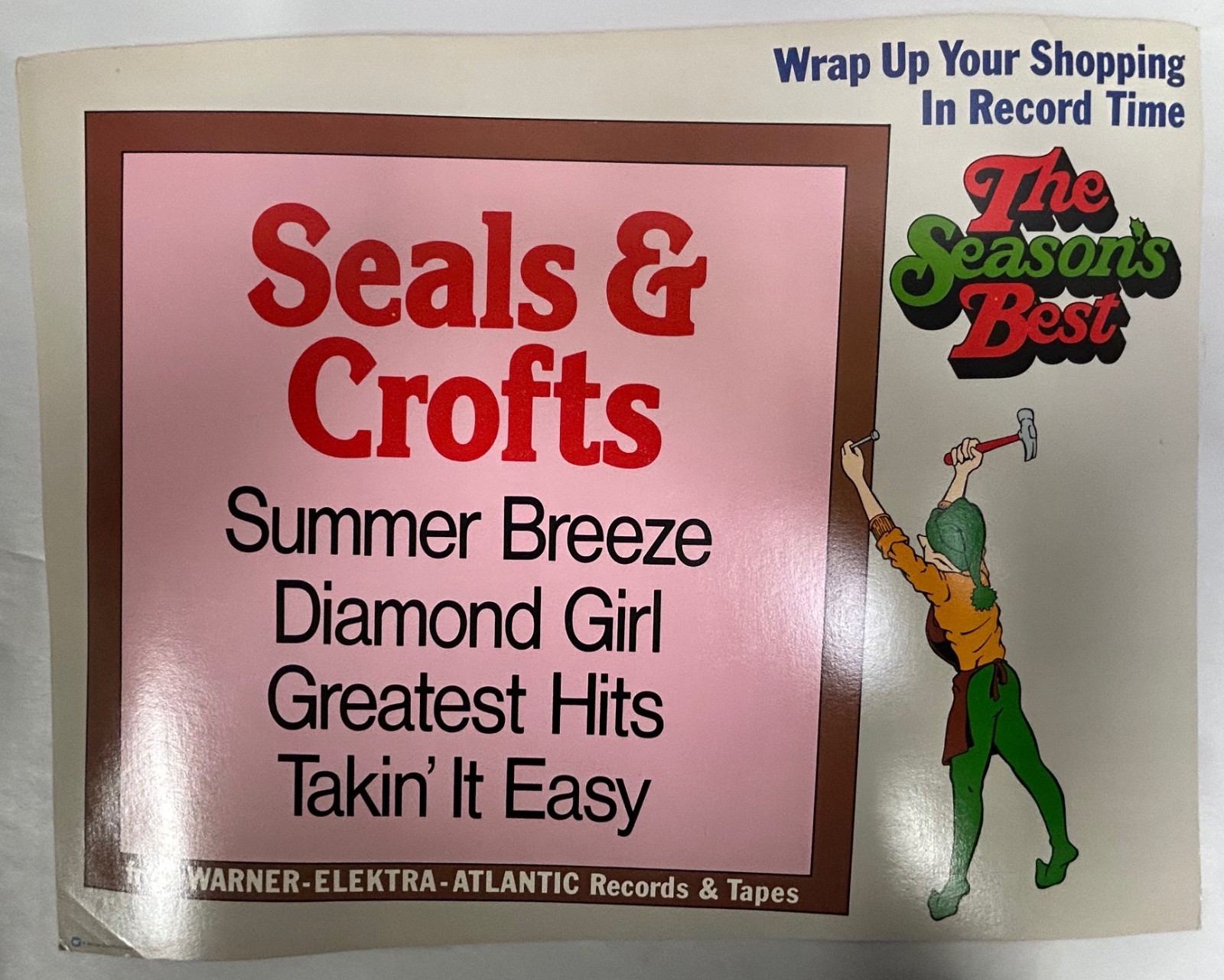 Vtg Seals Crofts Record Store Promo Display Poster Warner Elektra Atlantic (A10)
