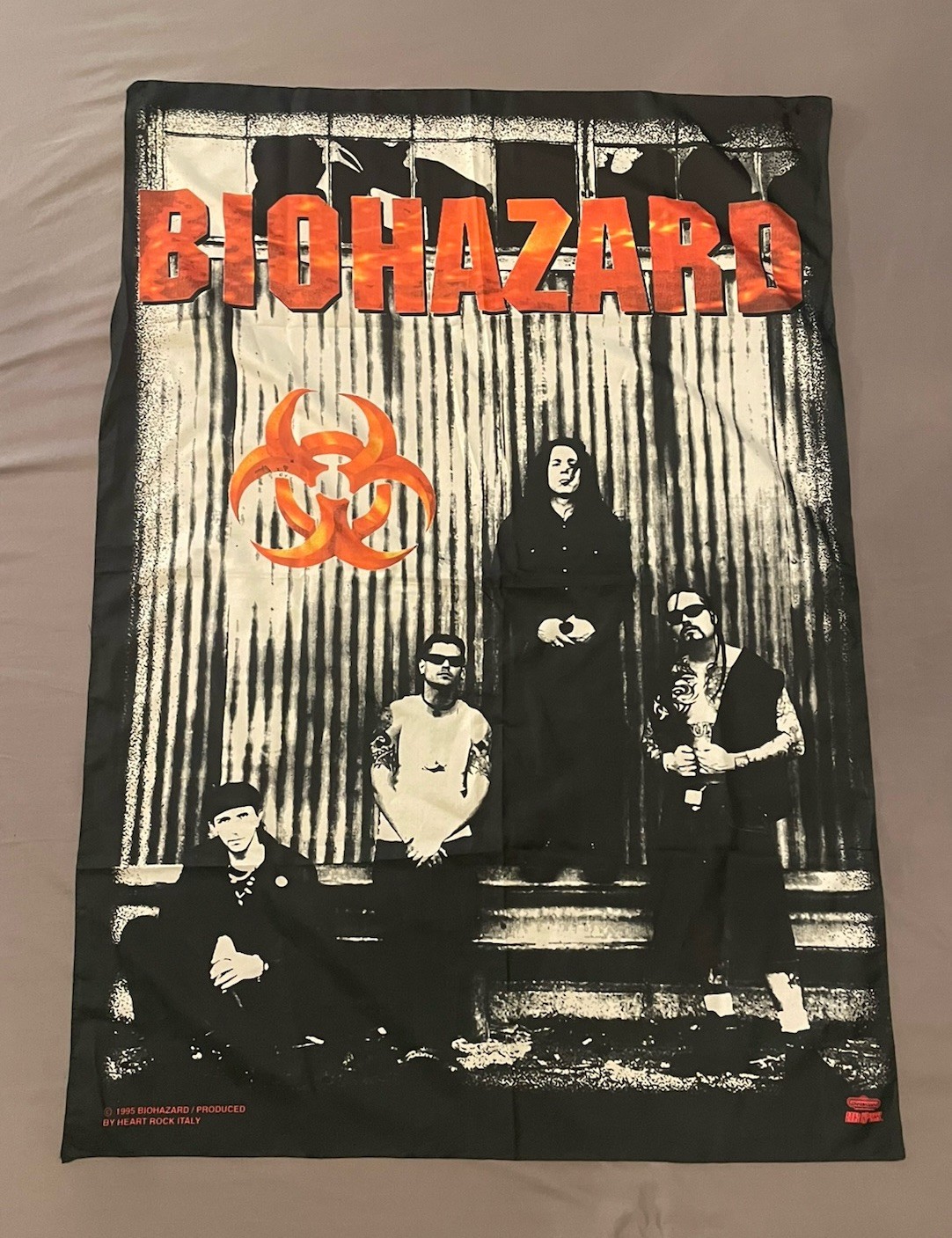 Original 1995 Biohazard Cloth Poster Wall Flag featuring Urban Discipline Art
