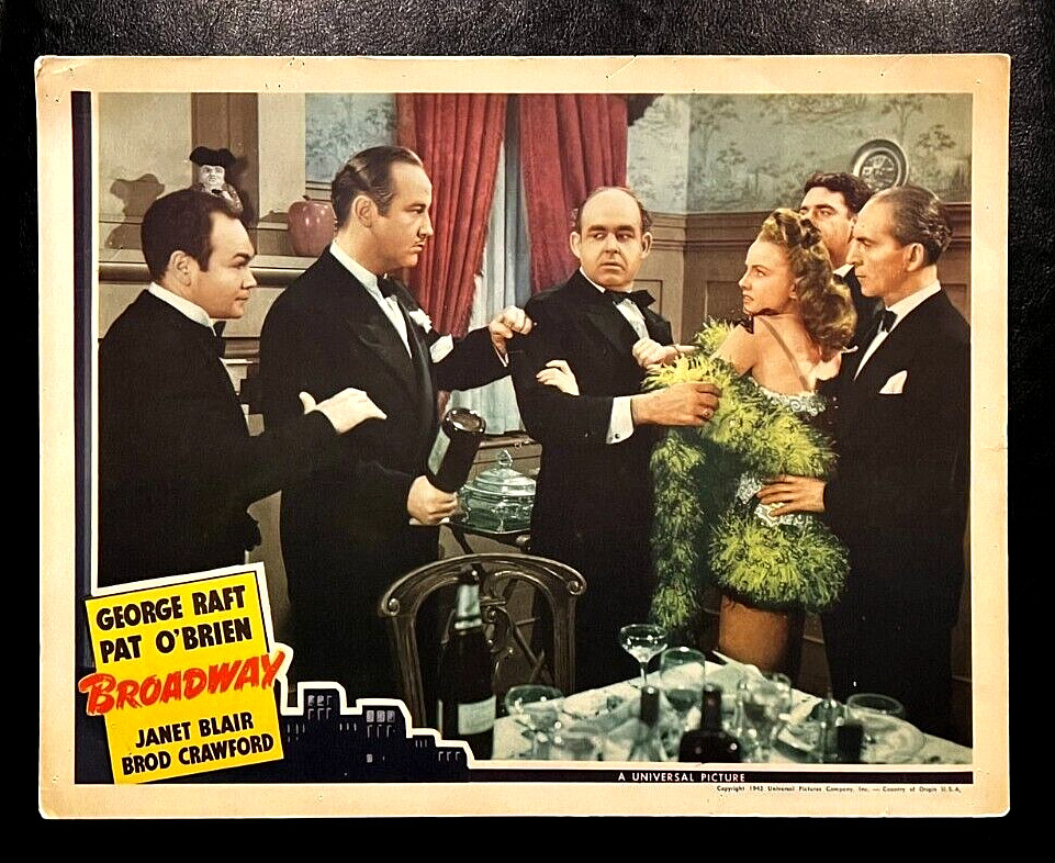 BROADWAY 1942 ORIGINAL LOBBY CARD – GEORGE RAFT, PAT O’BRIEN, JANET BLAIR