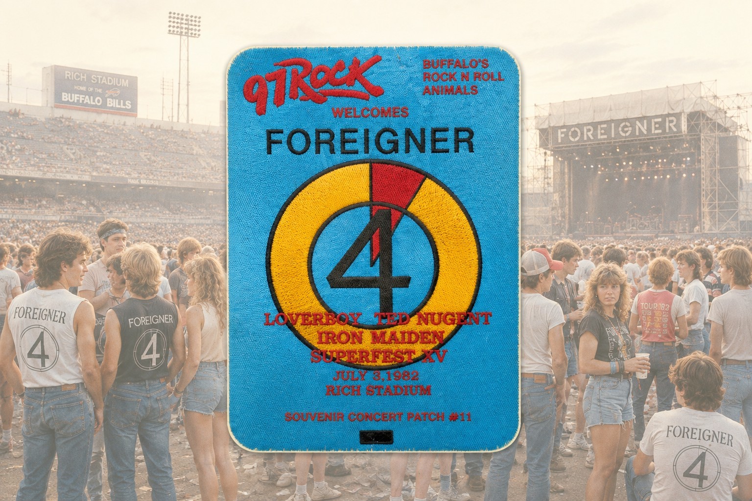 Foreigner the band 1982 Satin Concert Patch Iron Maiden Ted Nugent 97Rock Unused