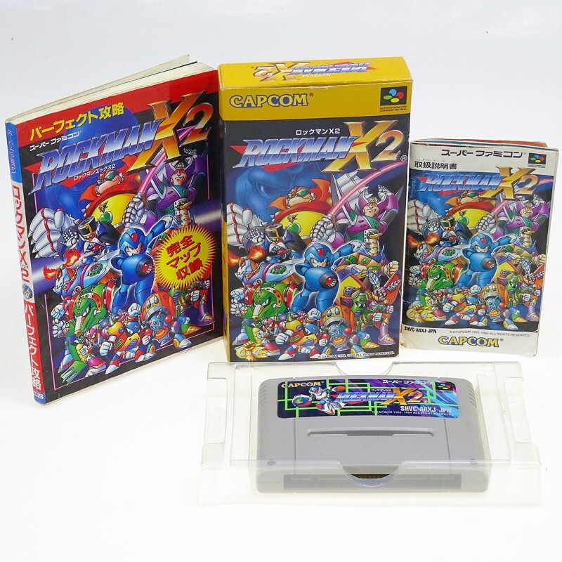 ROCKMAN X2 MEGAMAN + Book Nintendo SFC Super Famicom Japan Import NTSC-J Used