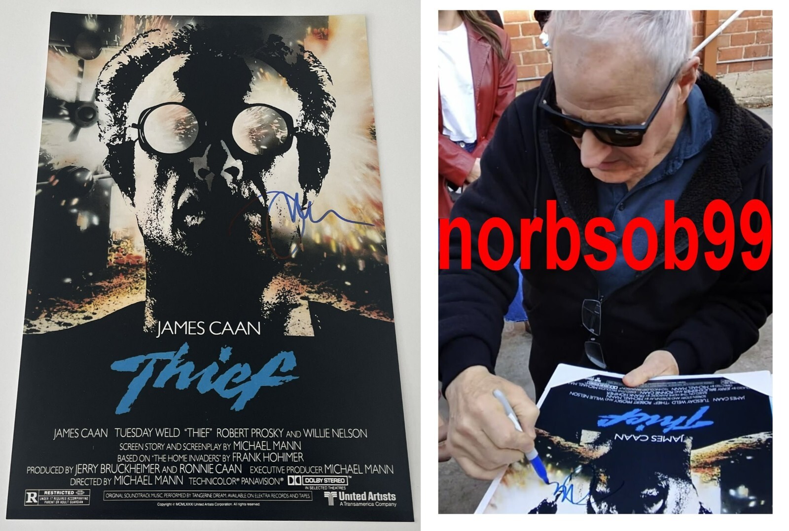 MICHAEL MANN SIGNED THIEF 12×18 PHOTO POSTER w/EXACT VIDEO PROOF & BECKETT COA