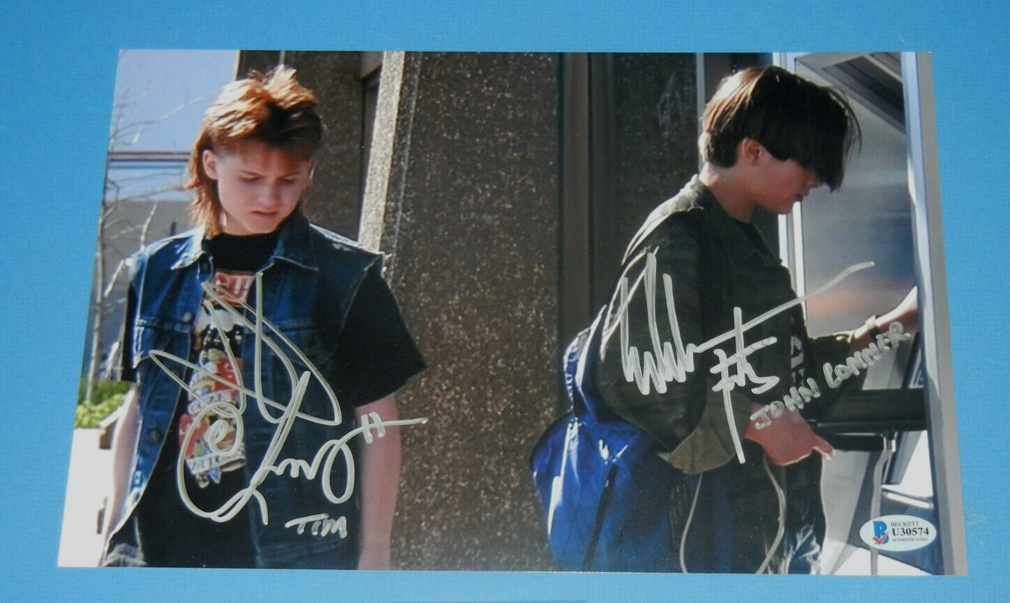 EDWARD FURLONG & DANNY COOKSEY TERMINATOR 2 SIGNED 8X12 PHOTO beckett cert