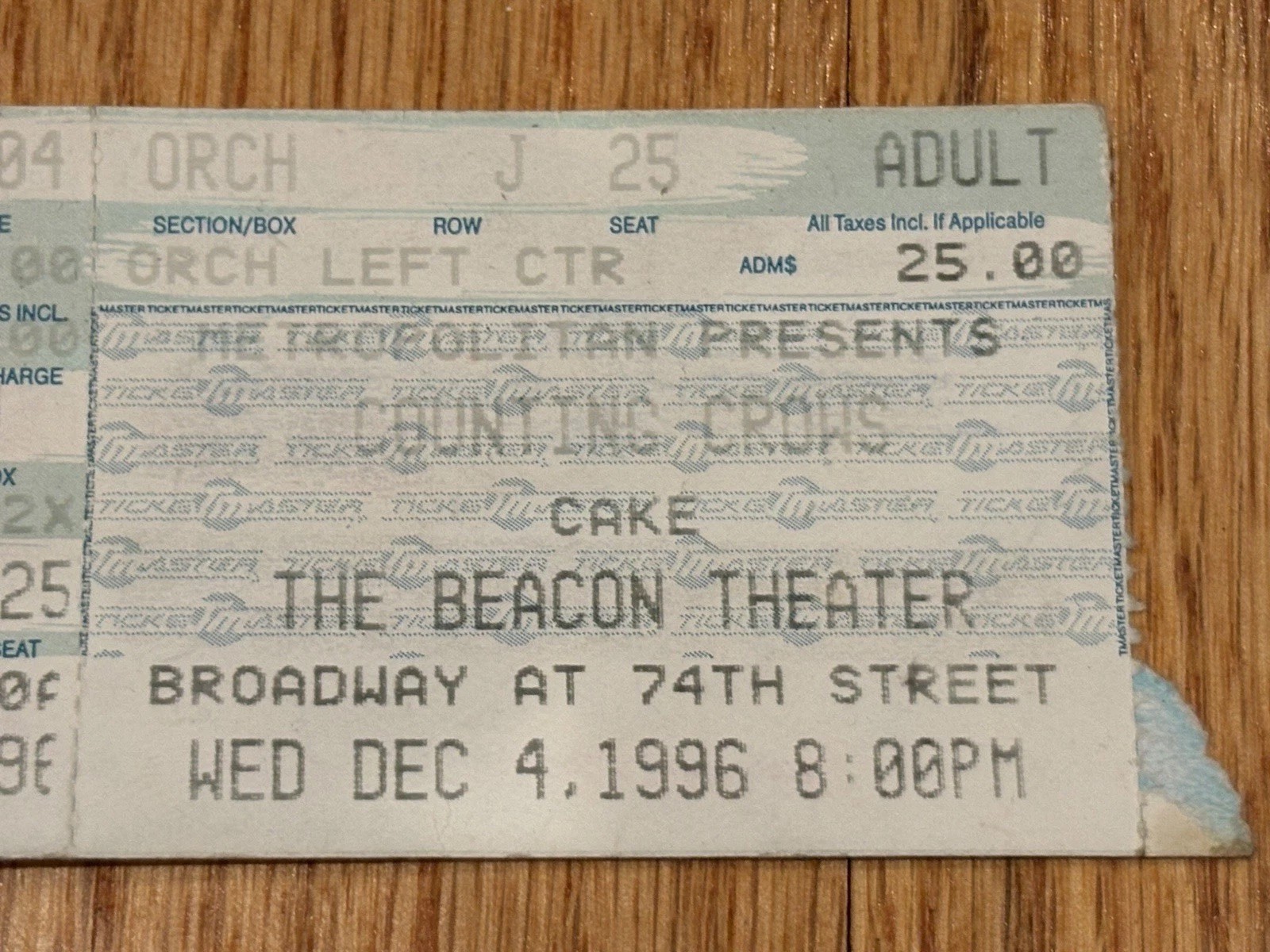 COUNTING CROWS 1996 SATELLITES TOUR UNUSED BEACON THEATRE / NEW YORK CITY TICKET