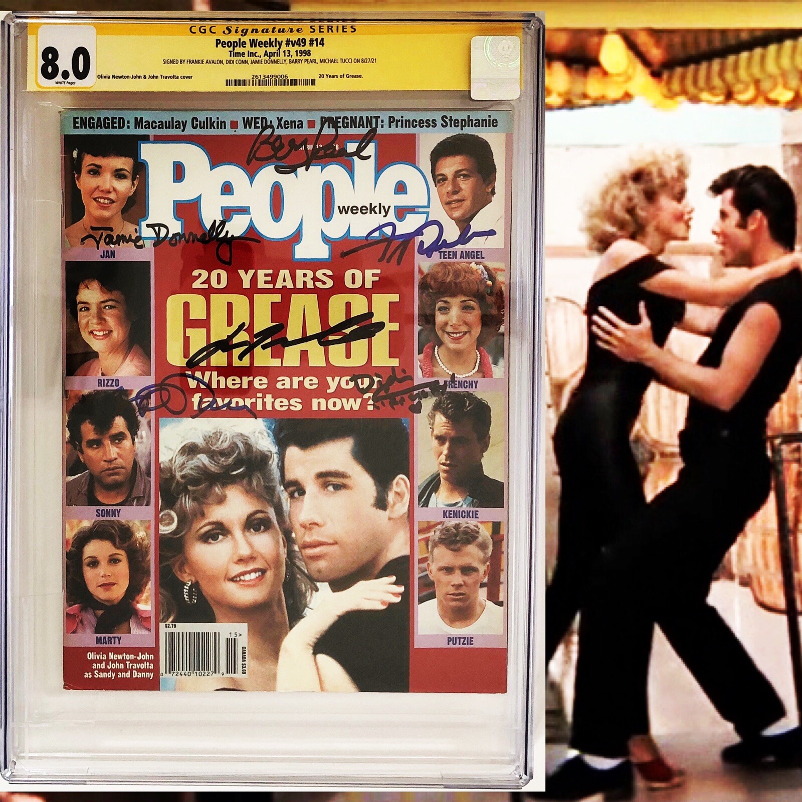 CGC 8.0 SS People Weekly vol 49 #14 20 Years of Grease signed Travolta Avalon +4