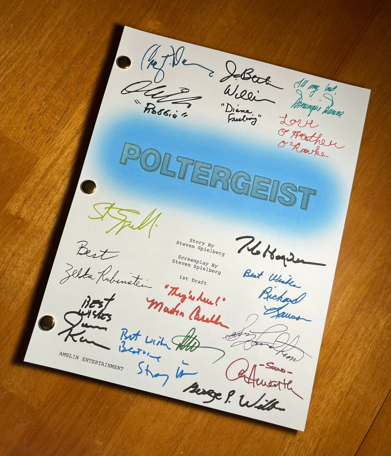 Poltergeist Script Signed – Autograph Reprints – 107 Pages