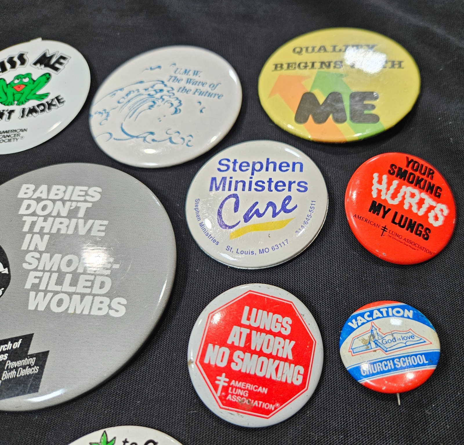 Vintage Anti-Smoking & Awareness Pinback Button Lot Just Say No American Lung As