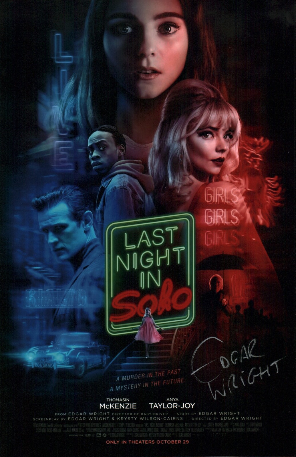 Edgar Wright Last Night in Soho 11×17 Photo Poster JSA Certified Autograph