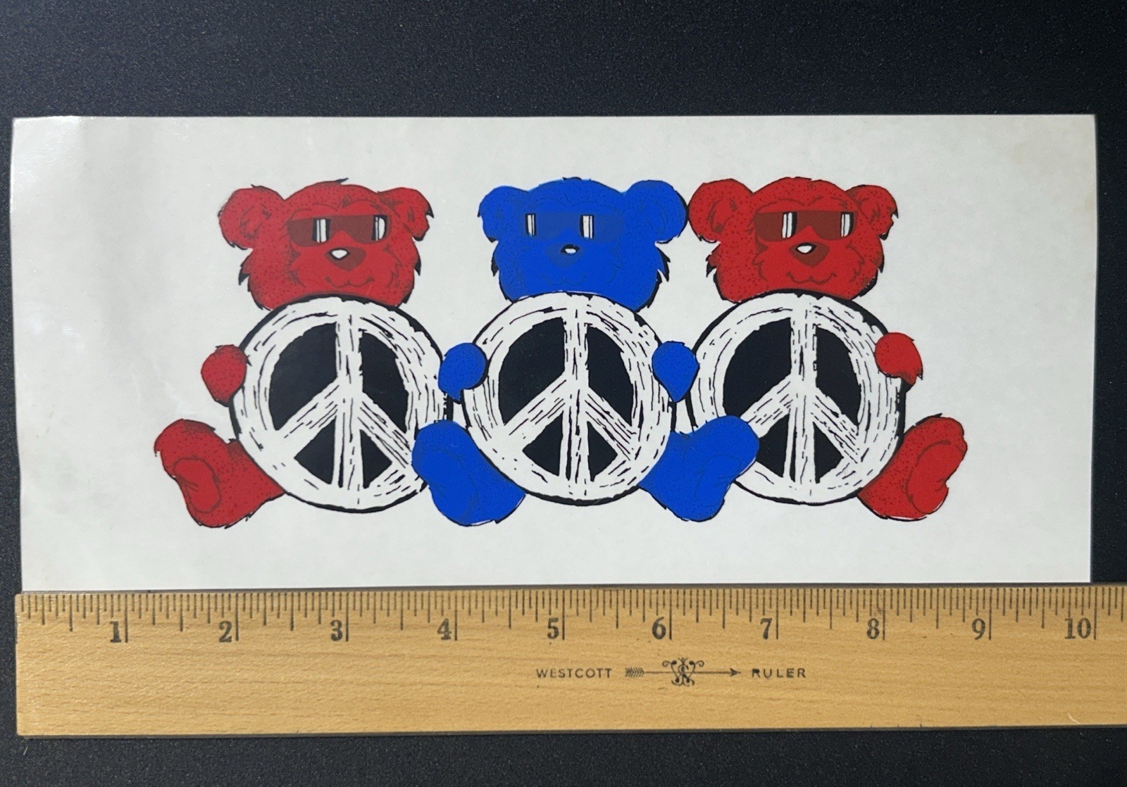 Vintage Original GRATEFUL DEAD Dancing Bears Peace Sign Window Sticker 6/13/93