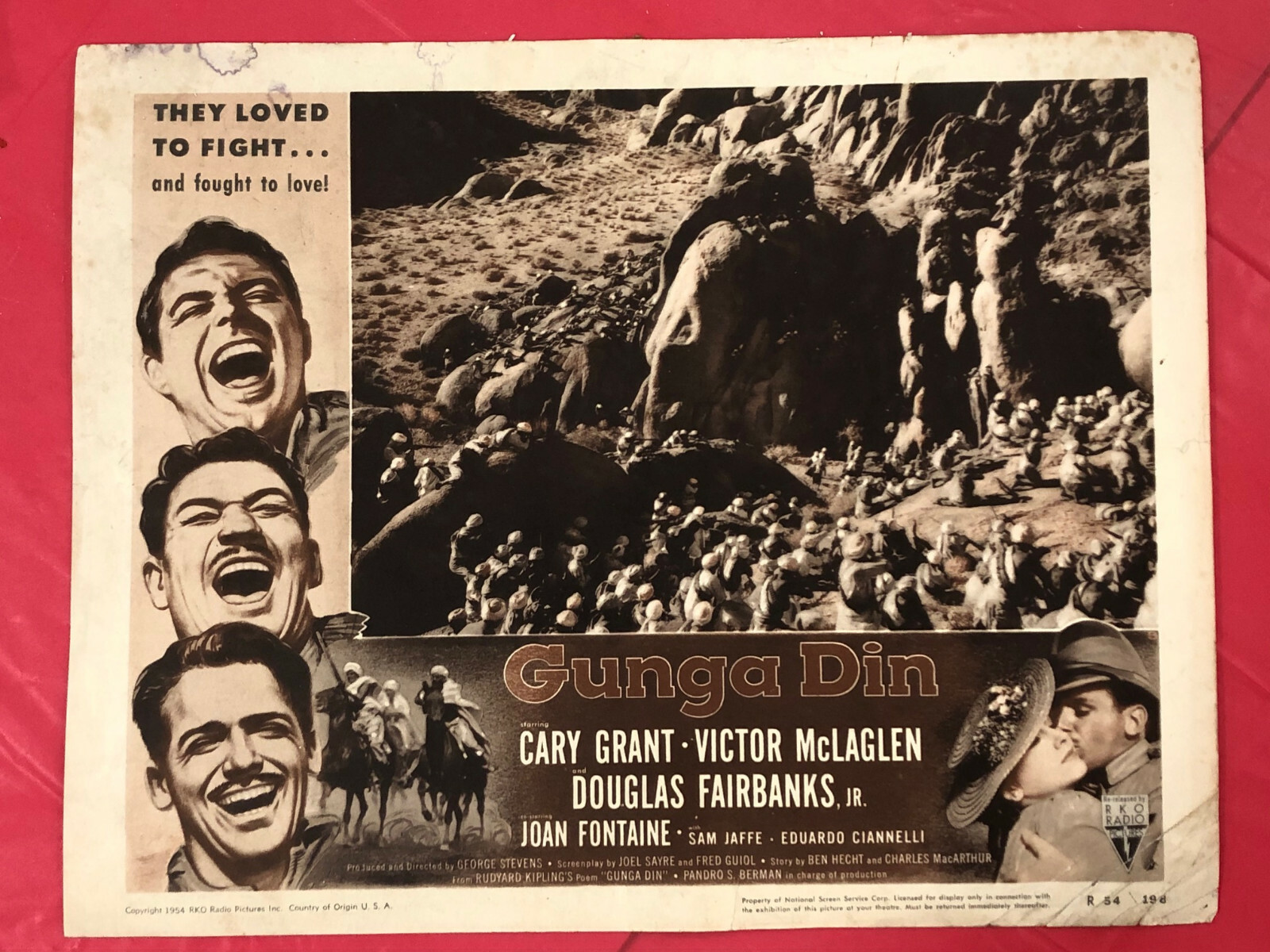 GUNGA DIN LOBBY CARD COMPLETE SET (8) MOVIE POSTER 1939 RE-54 CARY GRANT