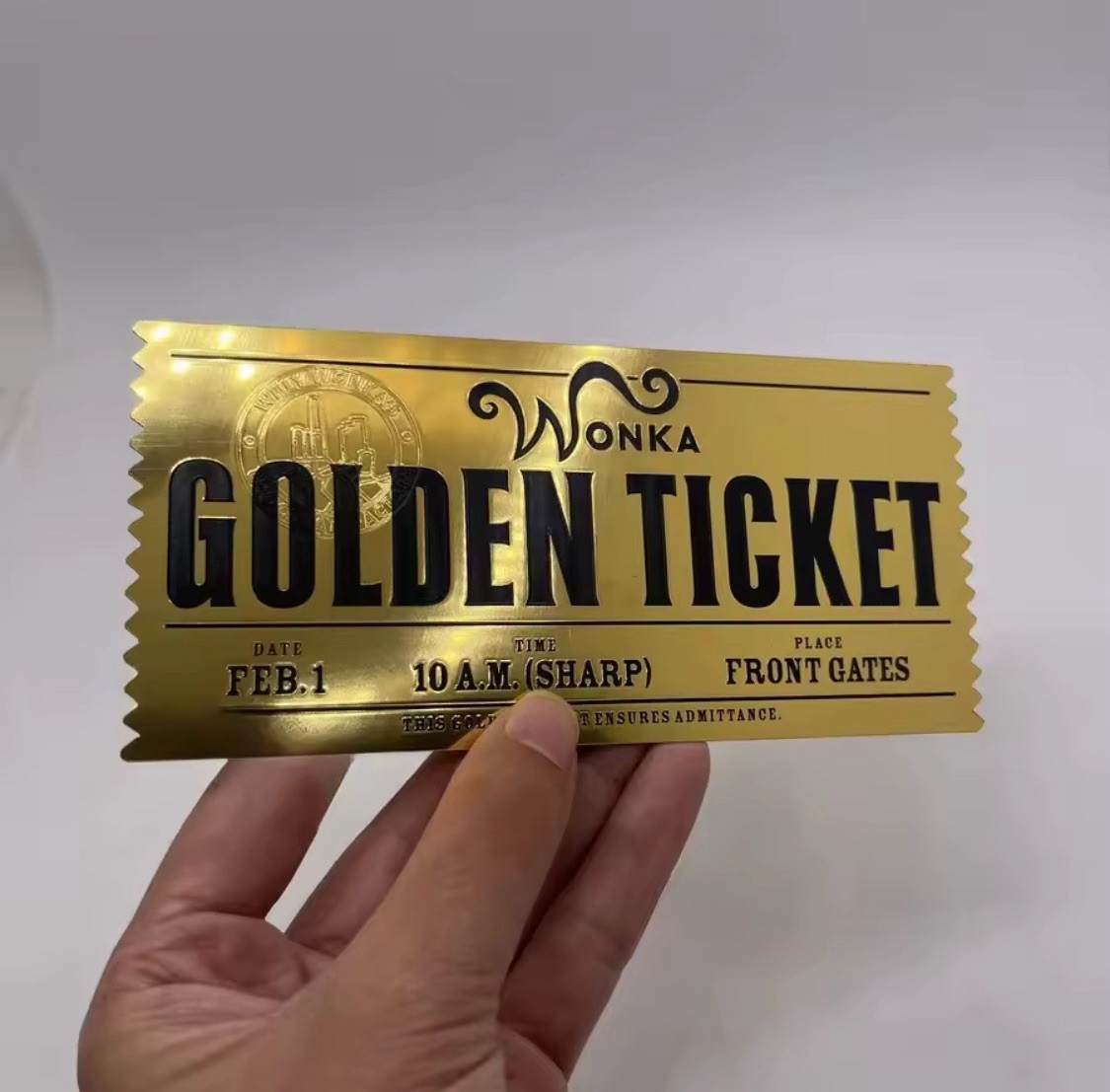 WILLY WONKA Replica Golden Ticket Charlie Chocolate Factory Movie Prop Free Ship