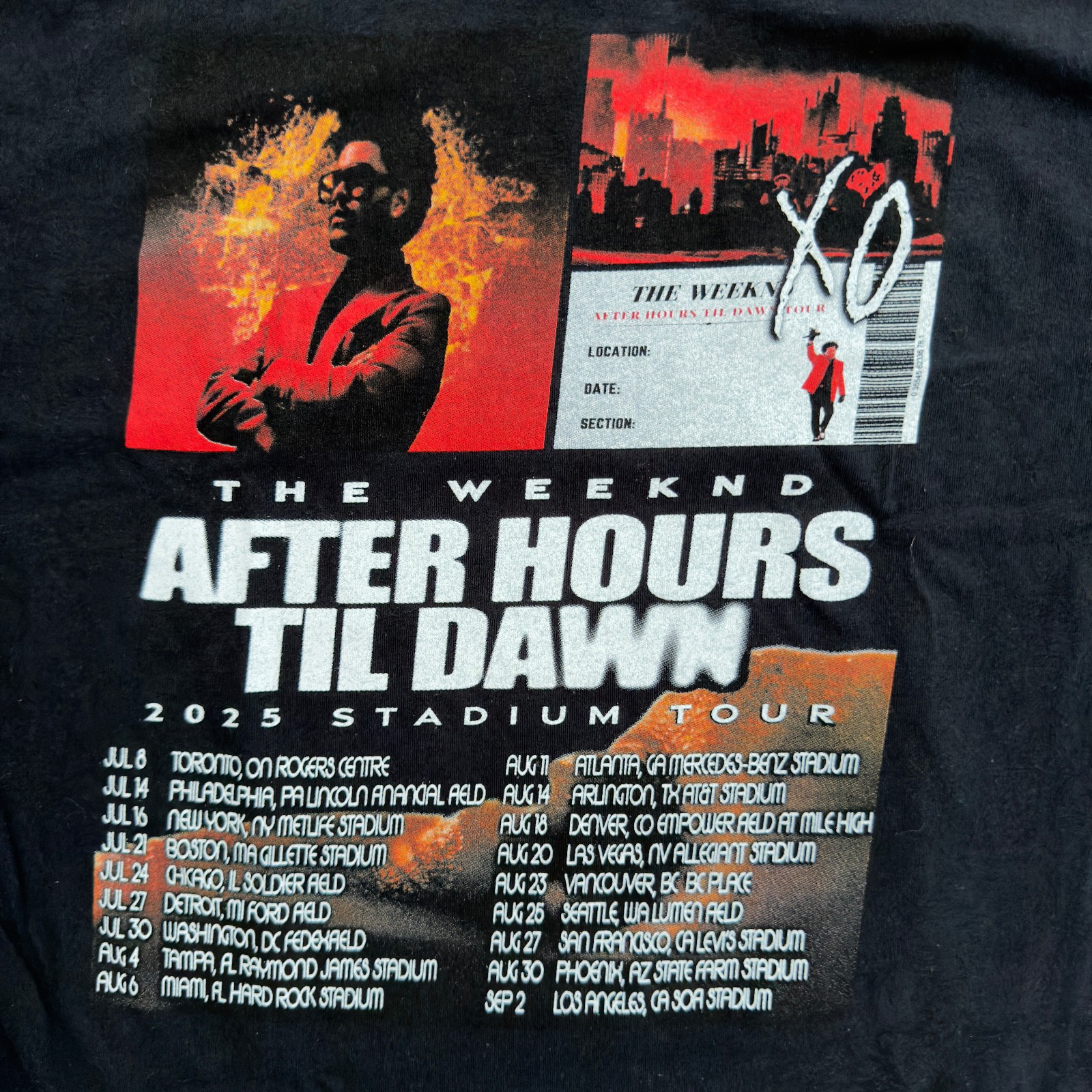 The Weeknd After Hours Til Dawn 2025 Tour Style T-Shirt XL Gildan Heavy Cotton