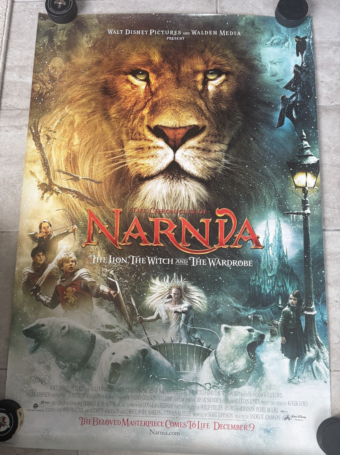 2005 NARNIA LION, WITCH, WARDROBE, ADVANCE MOVIE POSTER 2-SIDED *27X40″