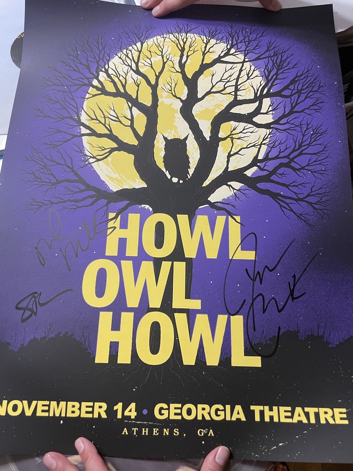 ‘Howl Owl Howl’ Poster – Georgia Theatre 11/14/25 Signed X3 Darius Mills Gorman
