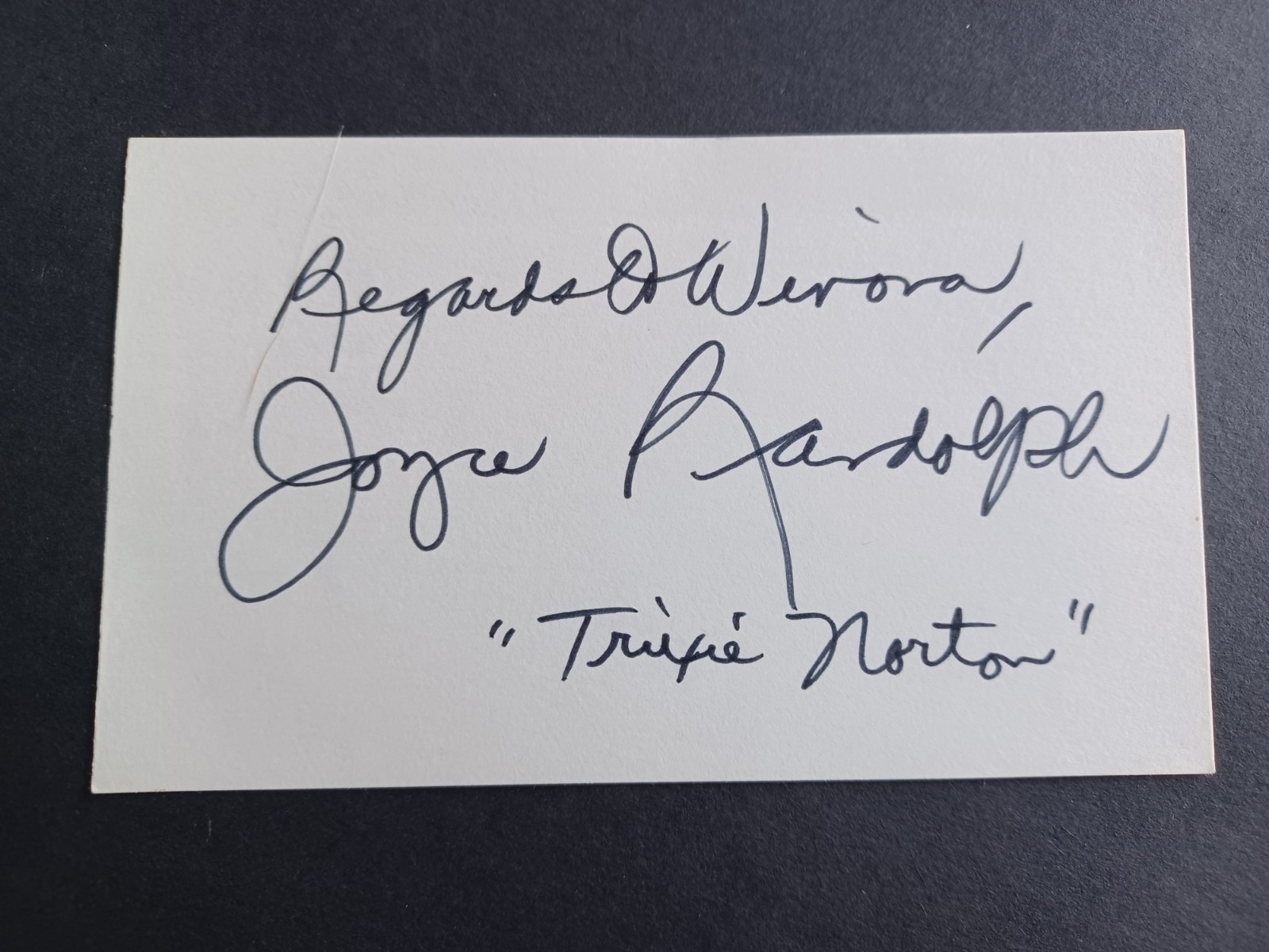 Joyce Randolph (d. 2024) Signed Index Card – The Honeymooners