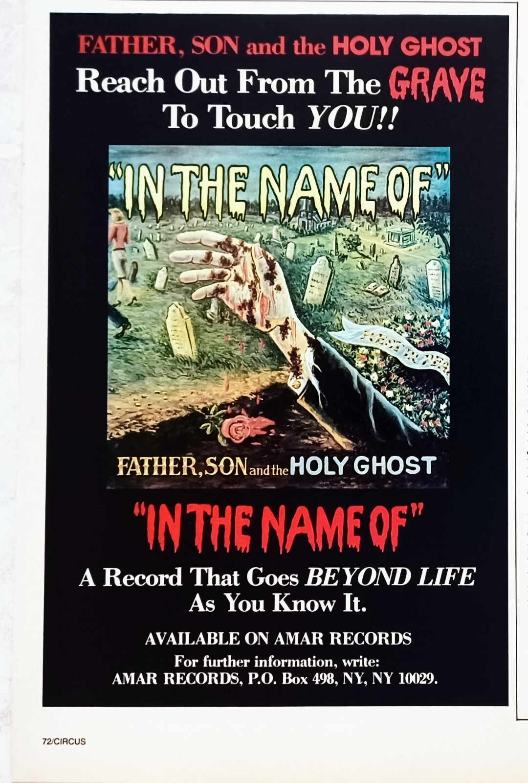 FATHER SON AND HOLY GHOST~IN THE NAME OF~ORIG 1984 ALBUM PROMO AD PINUP CLIPPING