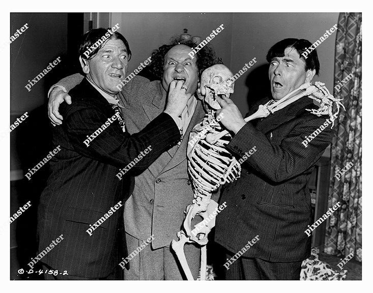 THE THREE STOOGES WHISTLING SKELETON 11 X 14 MOE LARRY SHEMP POSTER CARD