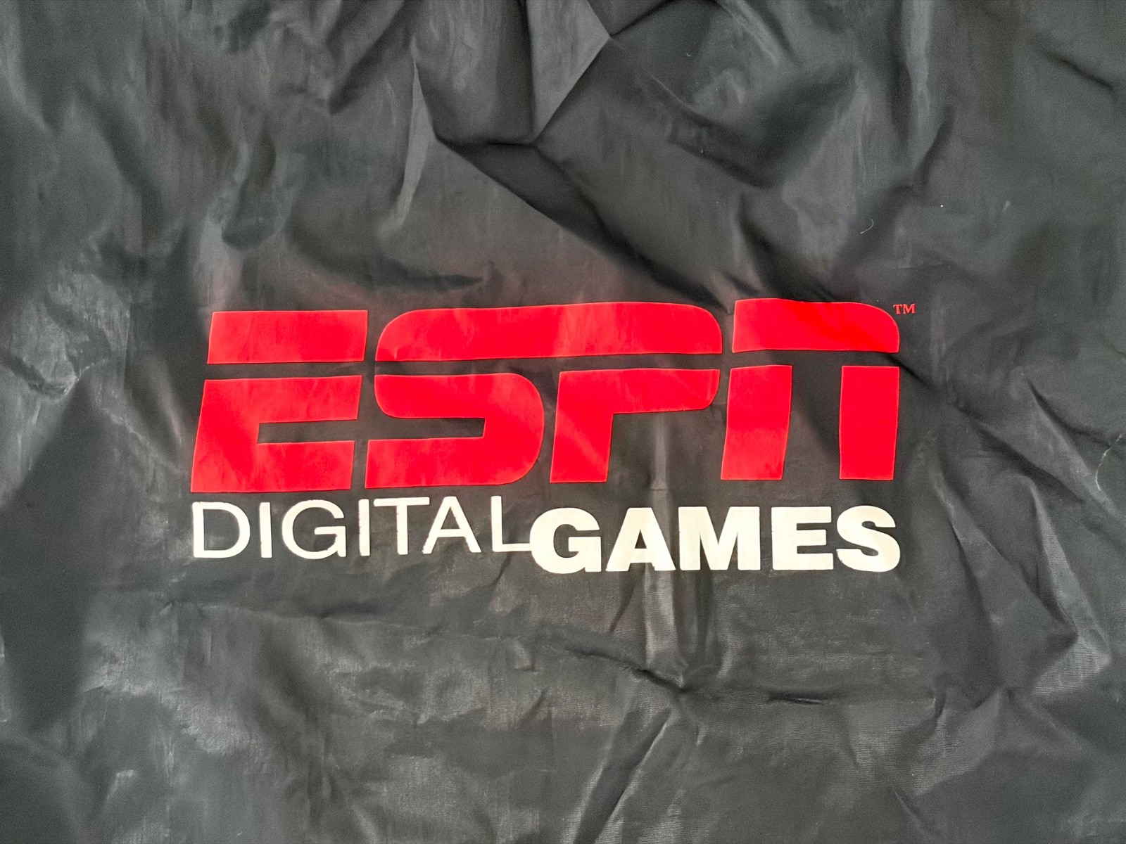 ESPN Digital Games Promo Drawstring Bag Cinch Sack Backpack Black Nylon Gym Swag
