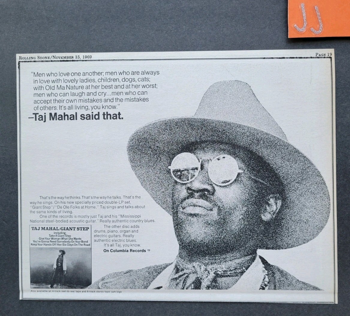 Taj Mahal Giant Step Album Promo Print Advertisement 1969