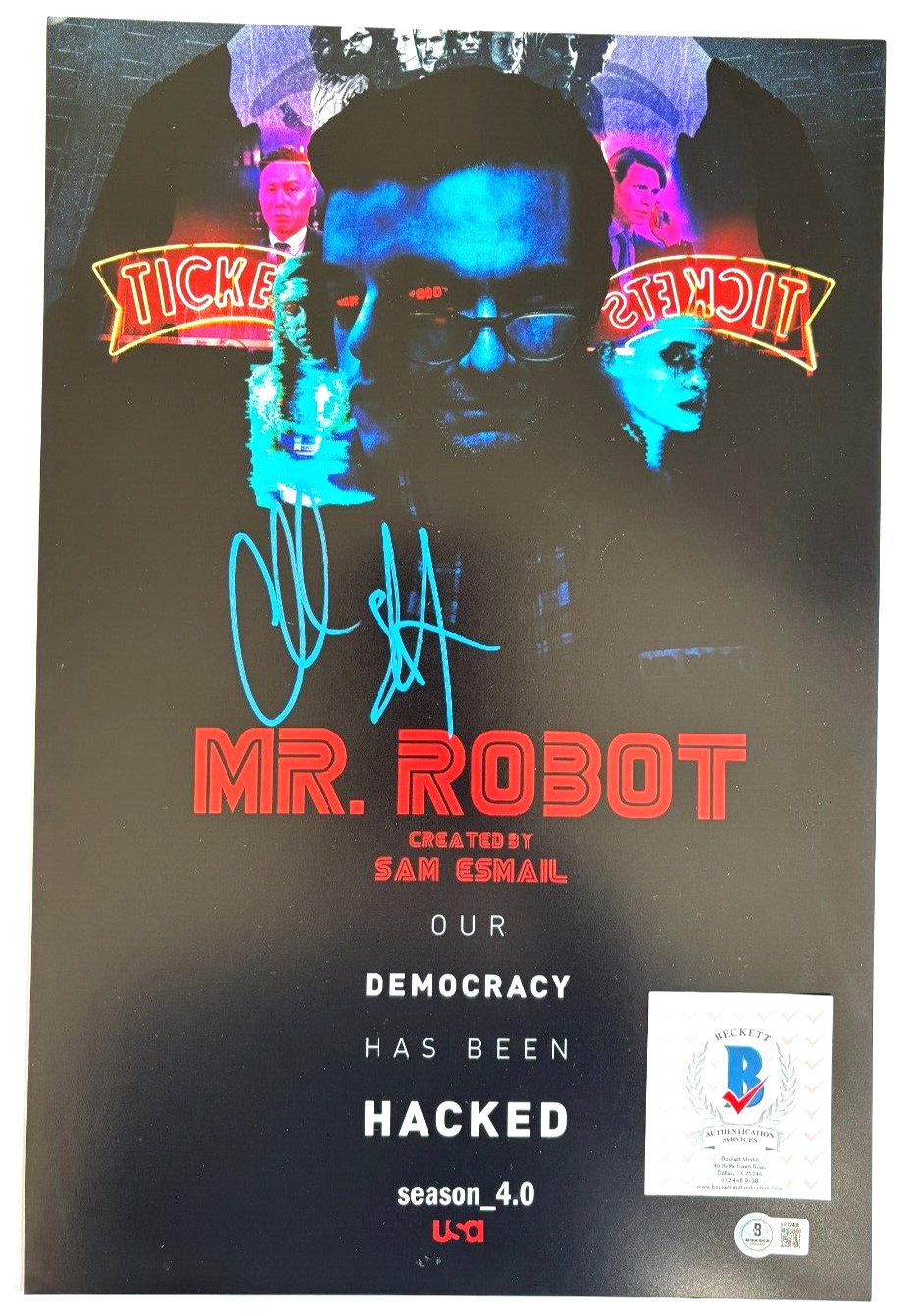 CHRISTIAN SLATER SIGNED MR ROBOT 12X18 MOVIE POSTER PHOTO ACTOR TRUE ROMANCE BAS