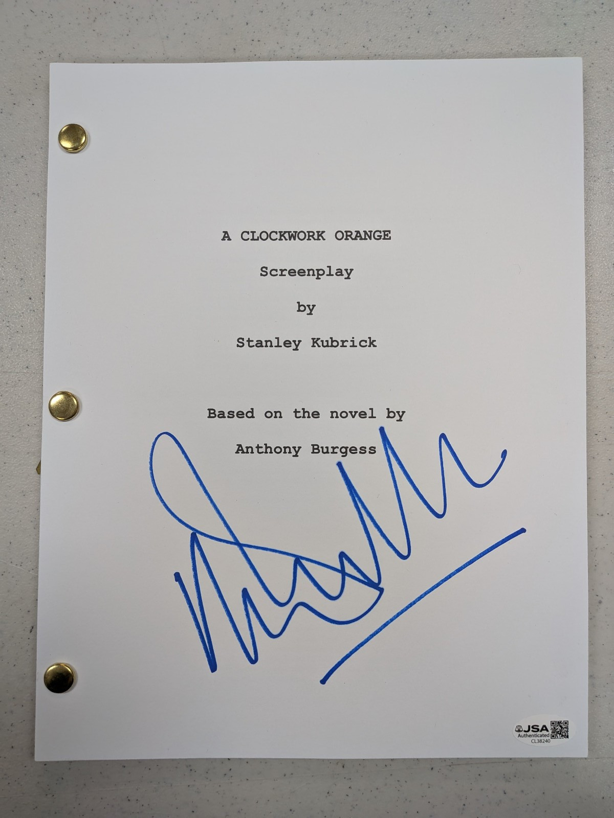 MALCOLM McDowell Signed A Clockwork Orange Full SCRIPT Autographed RARE JSA COA