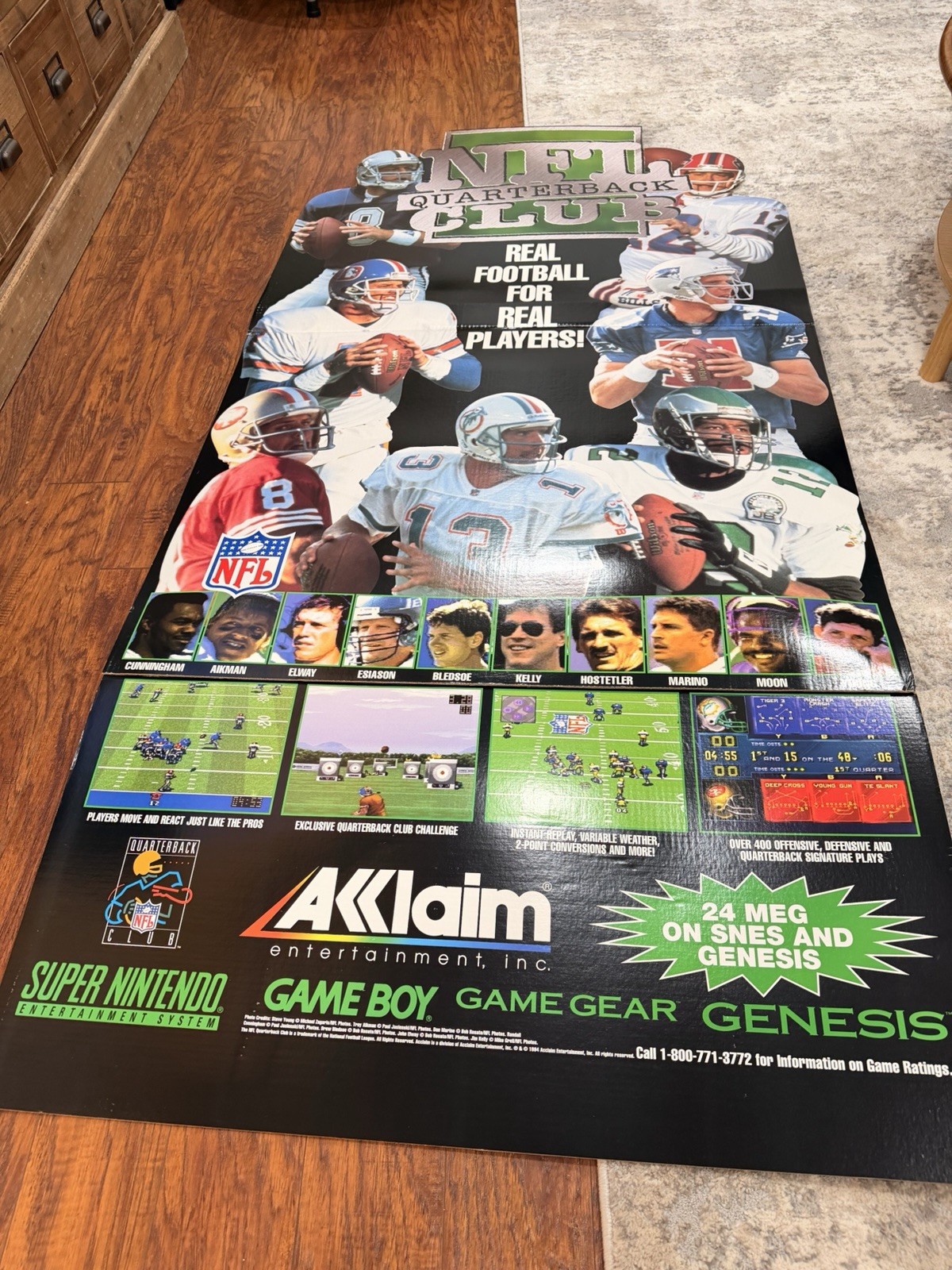 Vintage NFL Quarterback Club Store Display Standee SNES Genesis Acclaim 1994