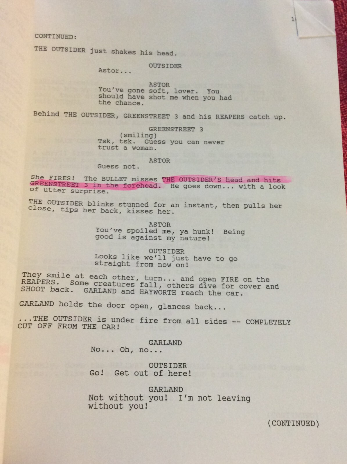 ORIGINAL SCRIPT OUTSIDER XAVIER DECLIE WILL LEONG JERRY DOYLE GABRIEL DELL JR