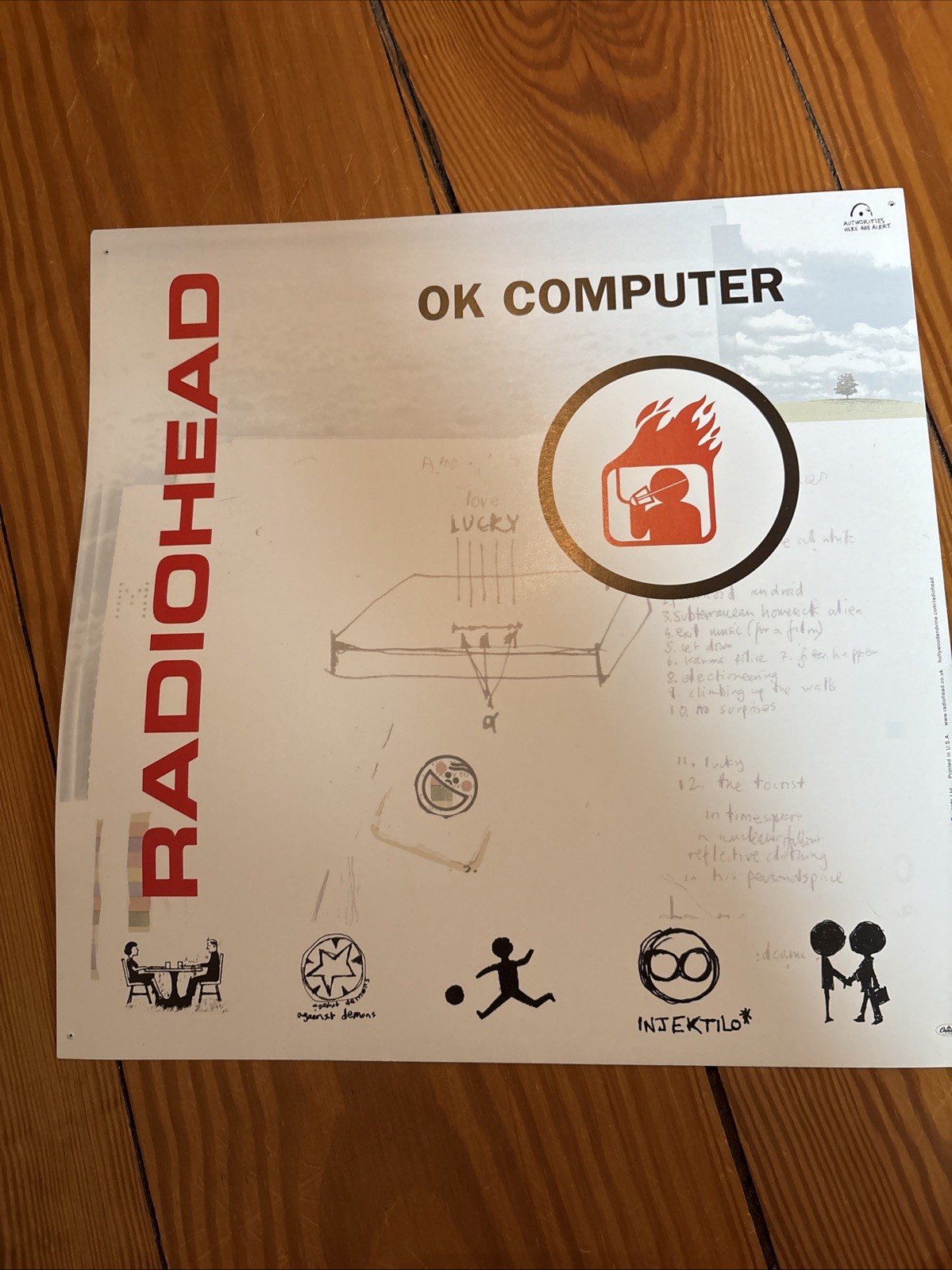 Radiohead OK Computer 1997 Record Store Promo Flat 2 Sided 12” By 12”