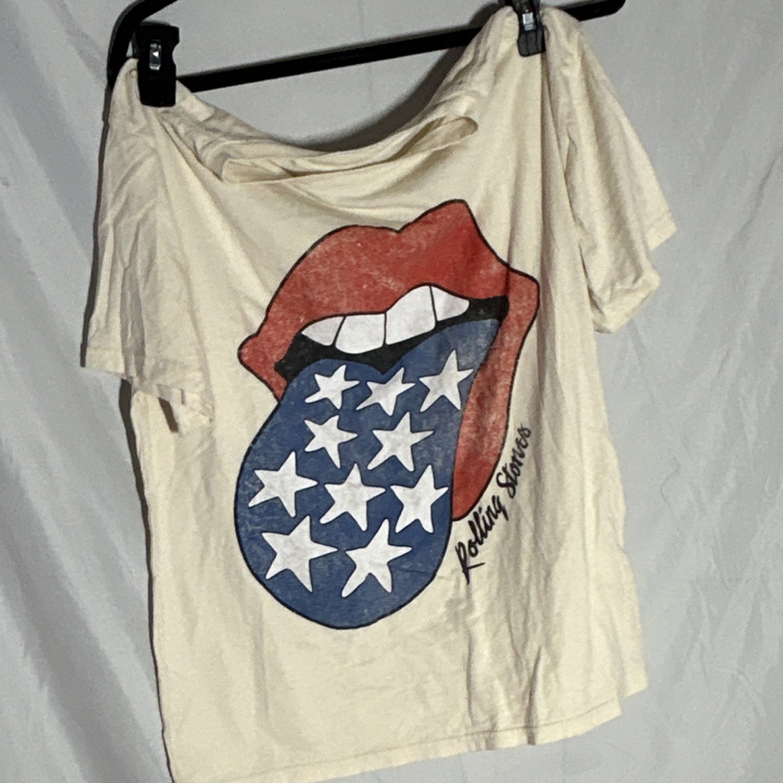Rolling Stones Tongue Logo T-Shirt XL White 100% Cotton Made in Guatemala