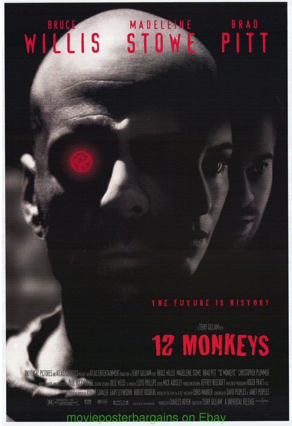 12 MONKEYS MOVIE POSTER Original DS One Sheet 27×40 BRUCE WILLIS BRAD PITT