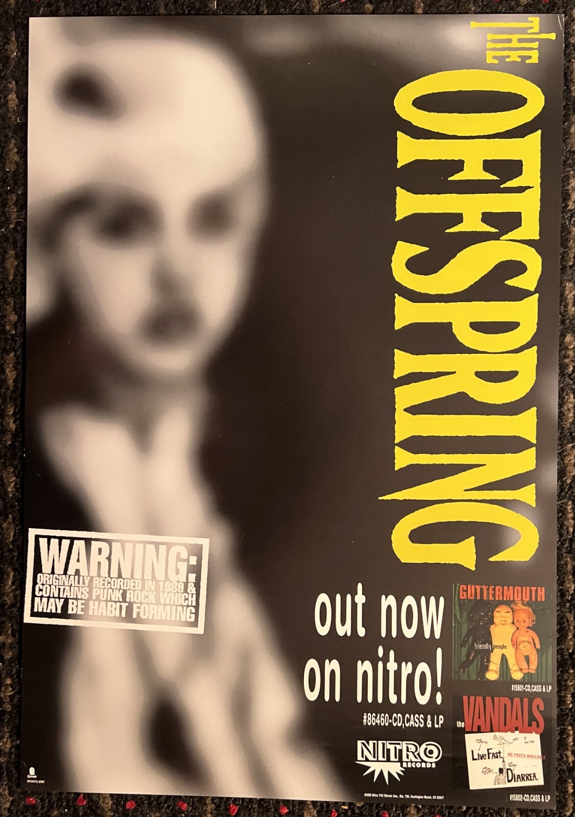 OFFSPRING debut NITRO 13×19 record store promo poster pop skate PUNK Vandals