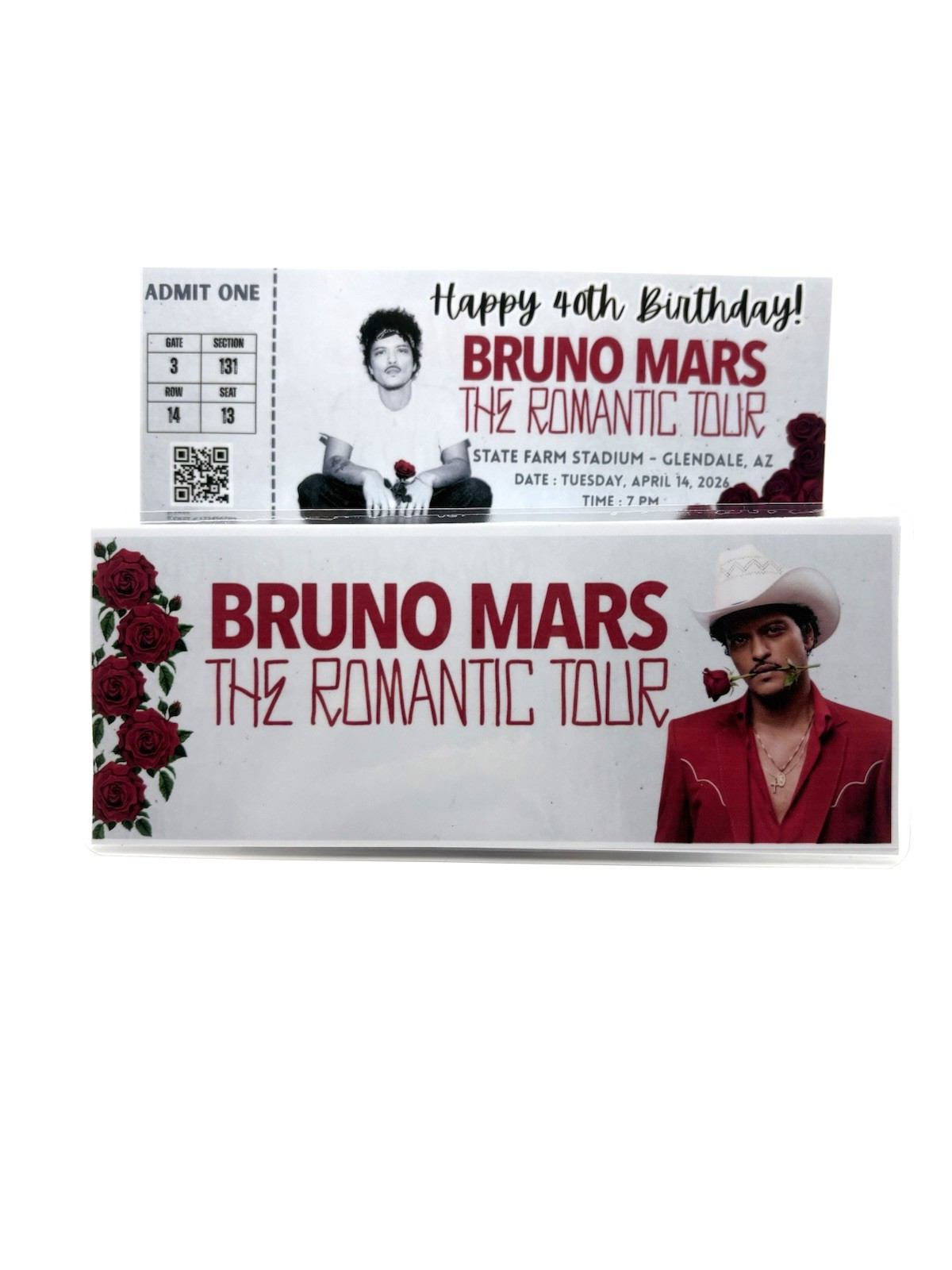 Customized Souvenir Bruno Mars Romantic Tour Concert Ticket Keepsake