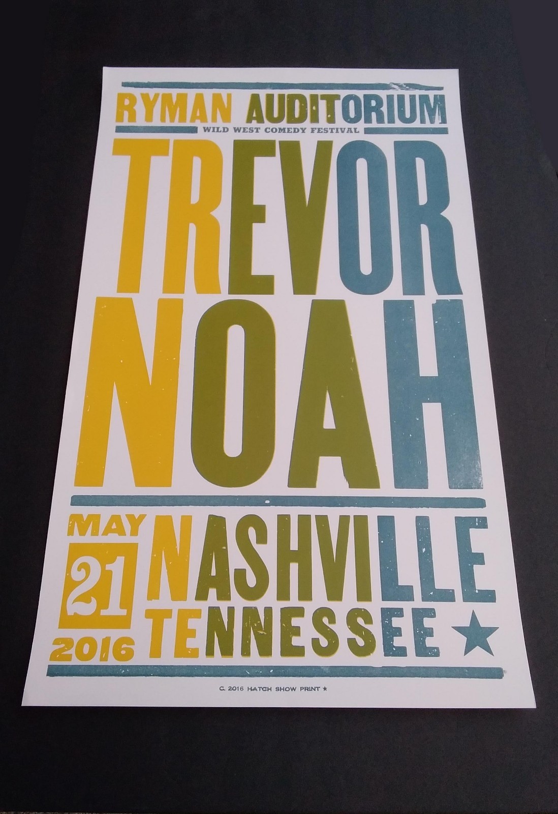 TREVOR NOAH Hatch Show Print Nashville RYMAN 2016 Comedy Concert Tour Poster