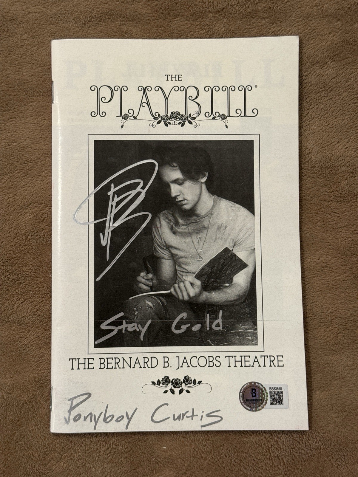 Brody Grant Signed Playbill Legacy Outsiders Ponyboy Stay Gold Autograph BAS