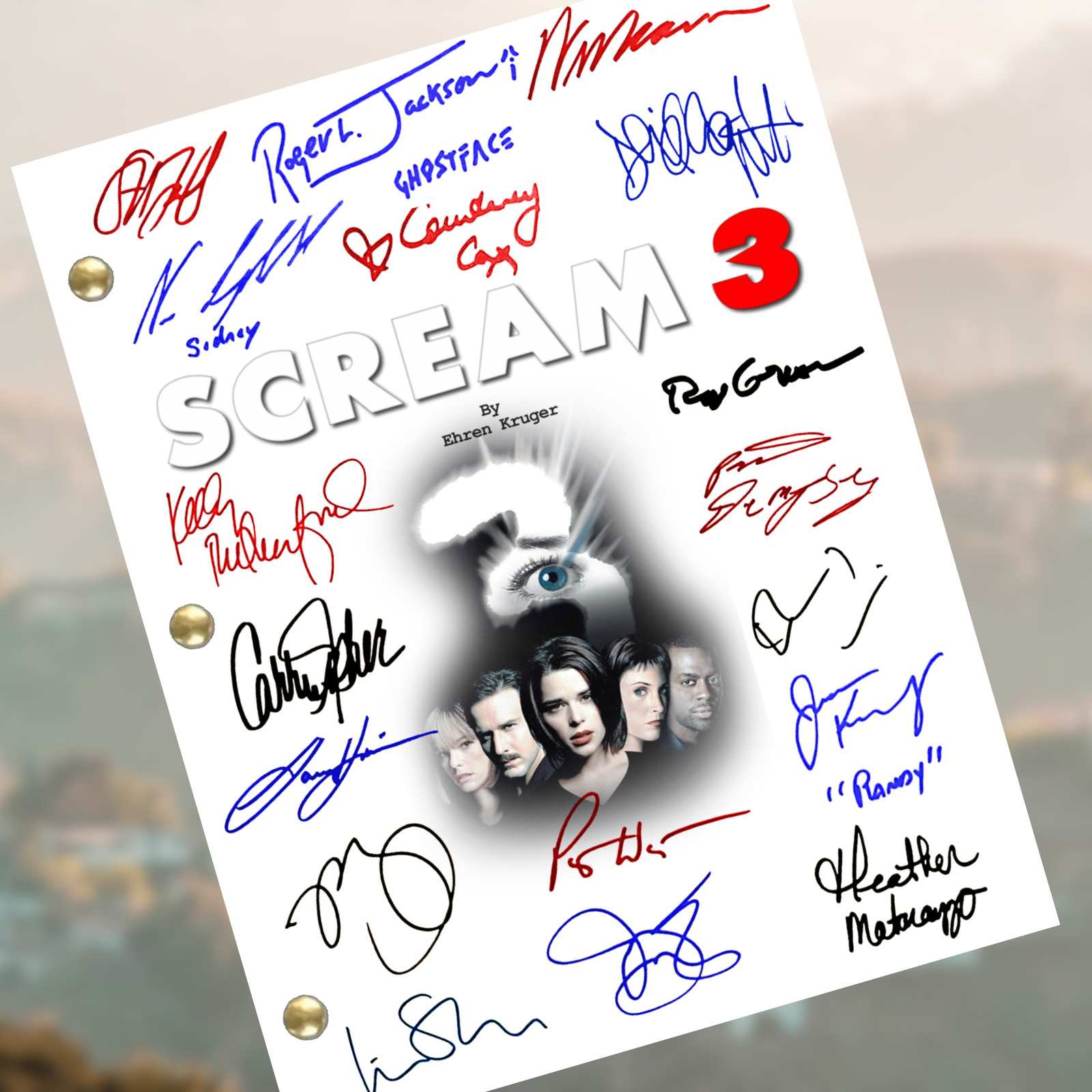 Scream 3 Signed Autograph Script Reprints Ghost Face, Screenplay, Horror