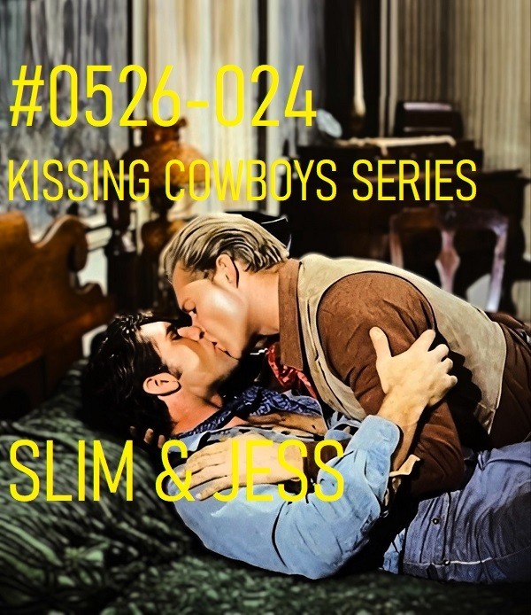VINTAGE MALE PORTRAIT #0526-024 -kissing cowboys series -LARAMIE- freeShipUSA