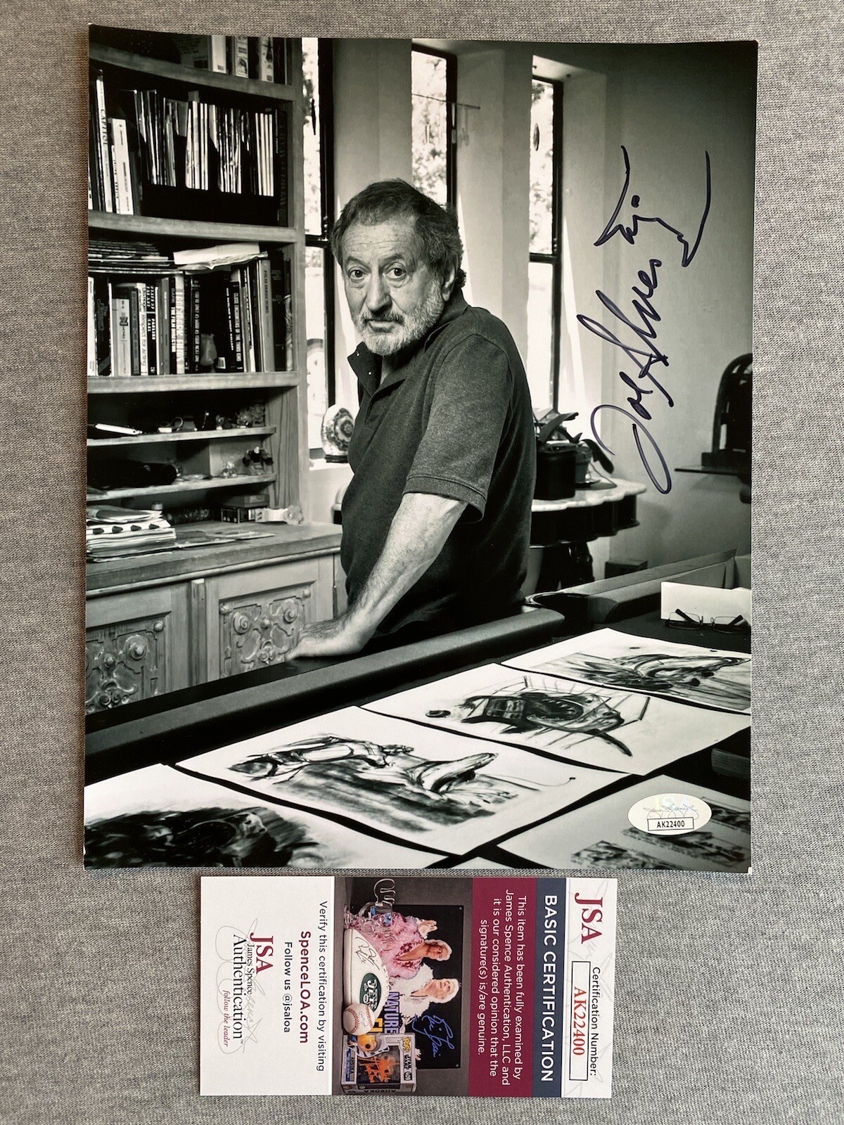 FILM DESIGNER JOE ALVES AUTOGRAPH 8×10 PORTRAIT PHOTO JAWS W/SKETCH JSA AK22400
