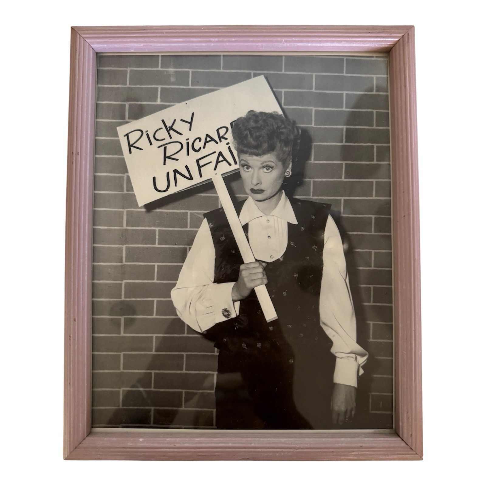 I LOVE LUCY Lucy Holding Sign Ricky Ricardo Unfair Frame (10 1/2”x 8 1/2”) Photo