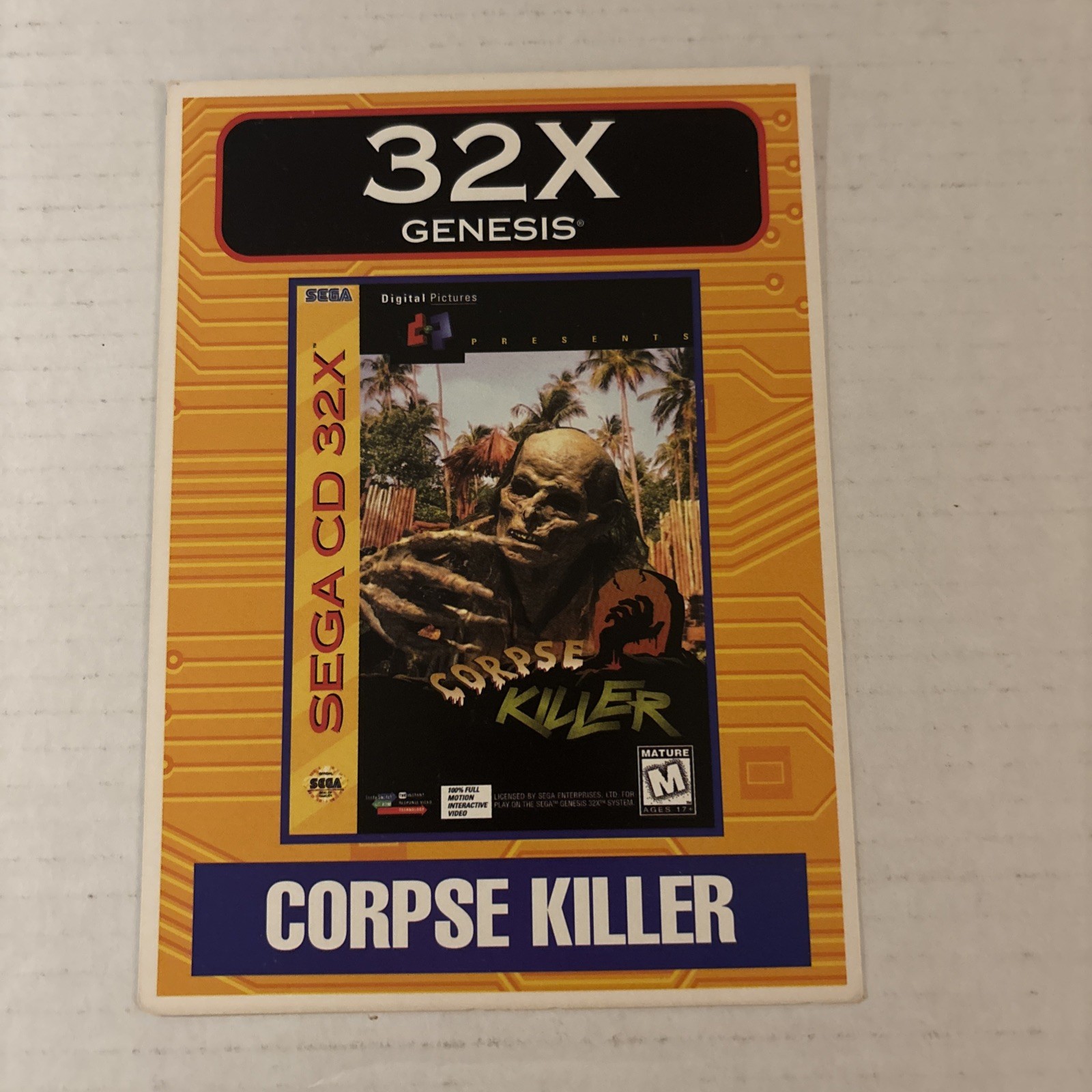 Sega Genesis 32X Corpse Killer VIDPRO Card Toys R Us Display Card